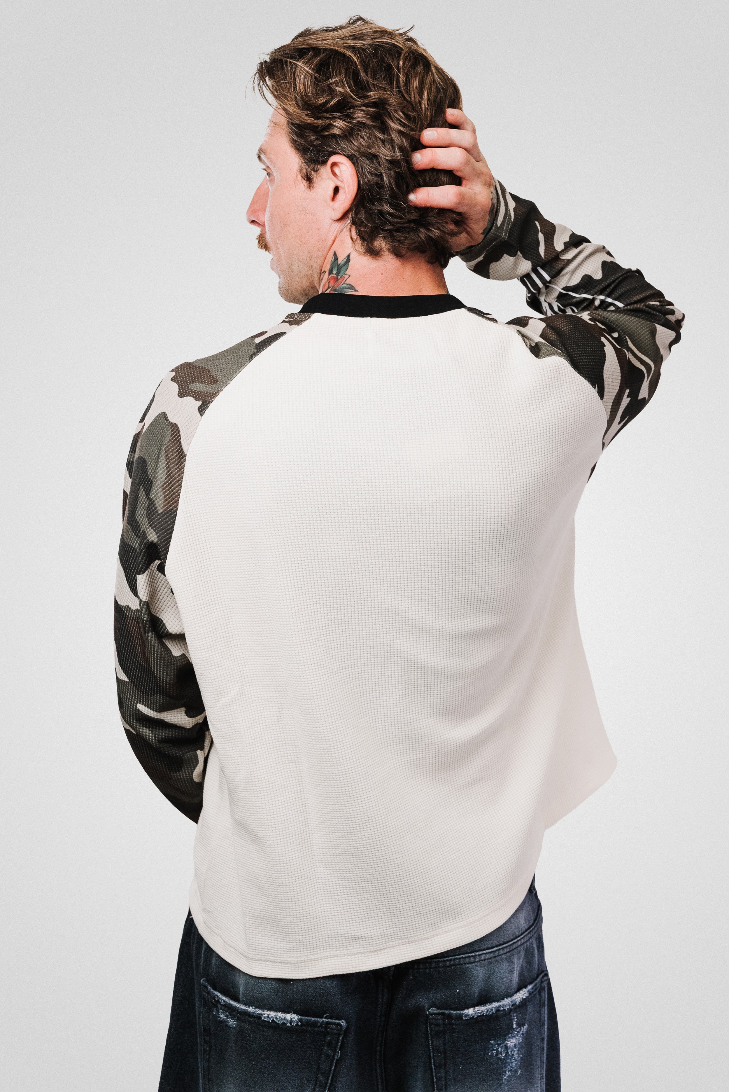 DRAGON WAFFLE MILITARY SLEEVE LONGSLEEVE CREAM - Shoebuya Design