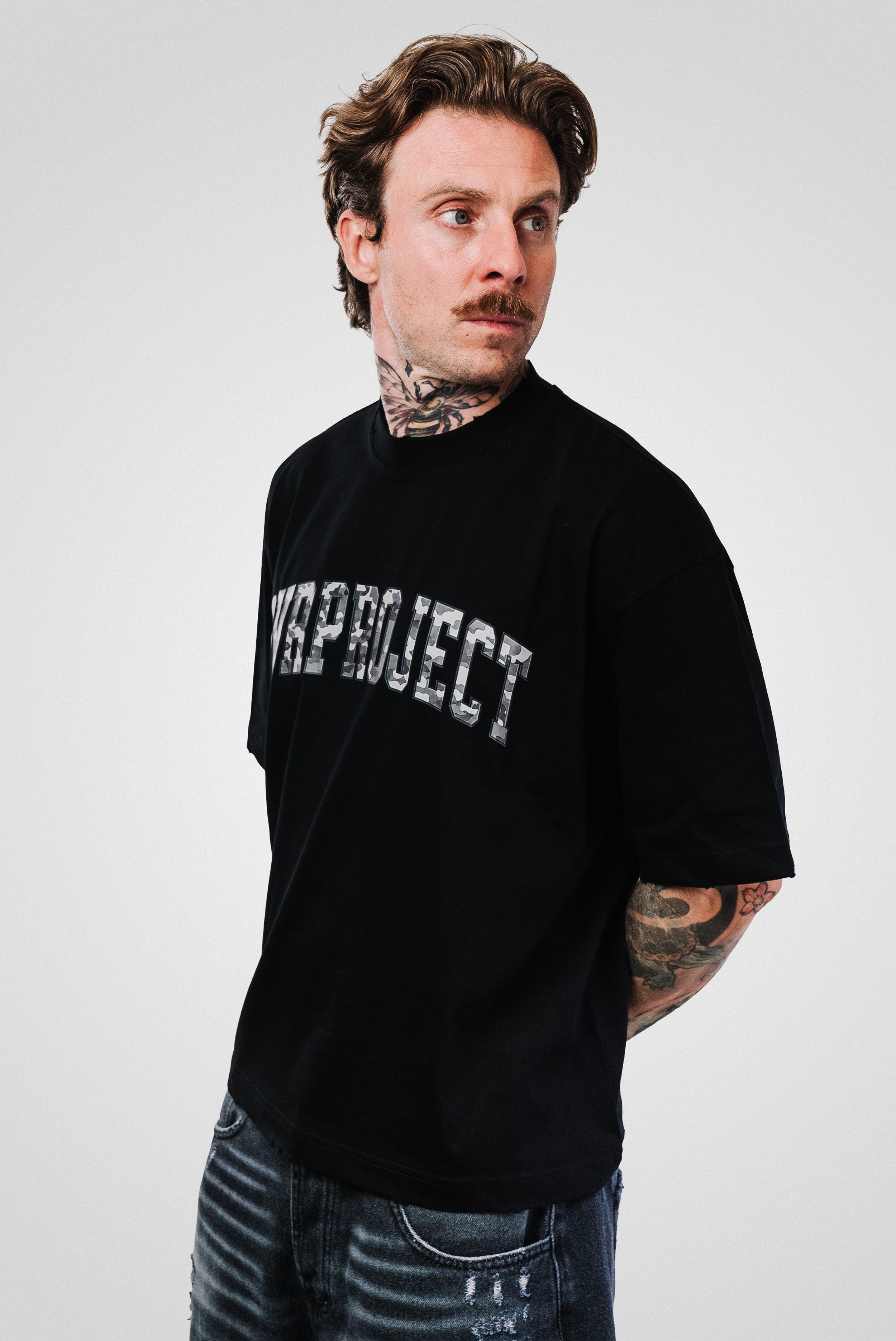 CAMO GREY LOGO BLACK BOXY TEE - OVR Brand