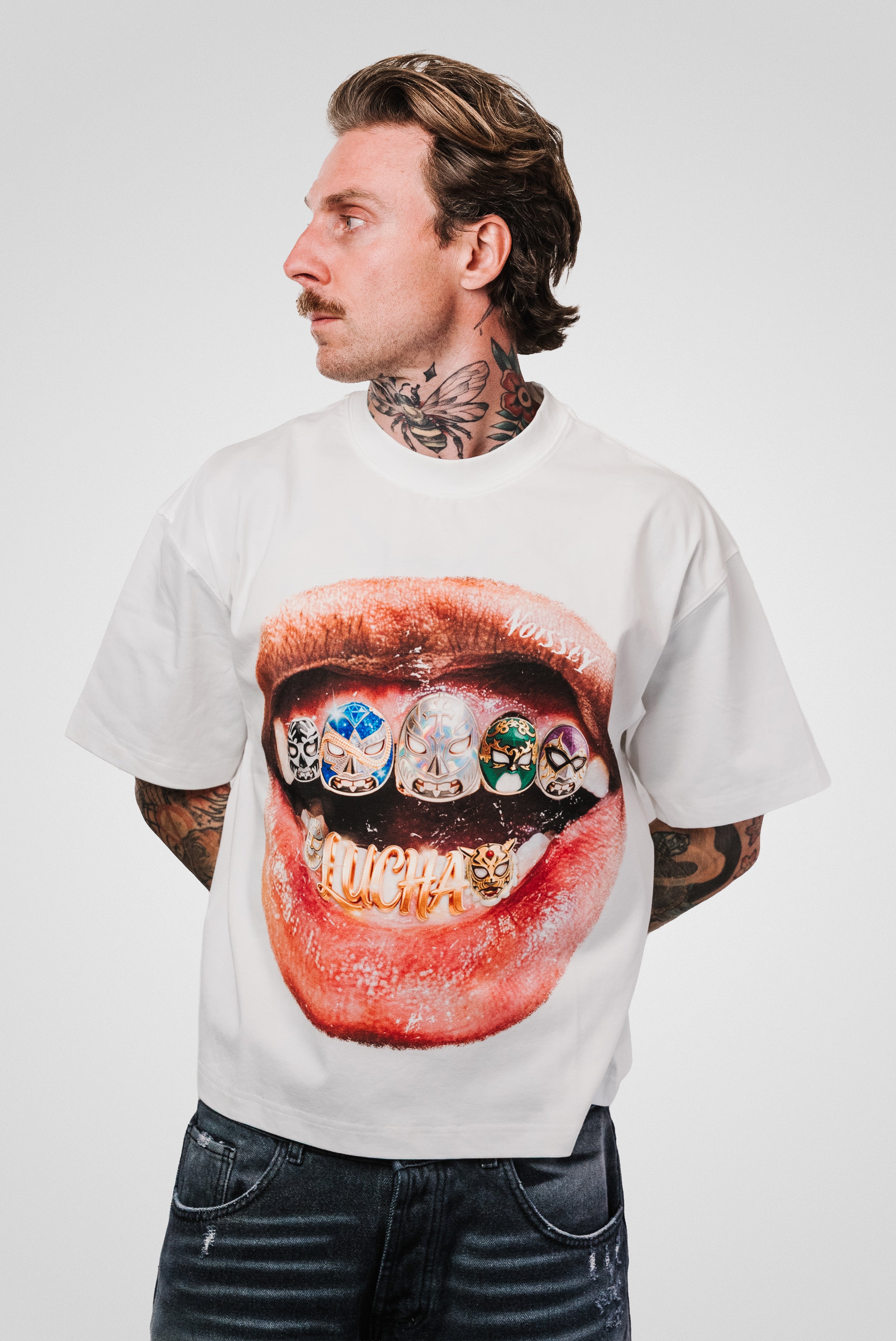 MOUTH SUPERHEROES WHITE BOXY TEE - Noissey Brand