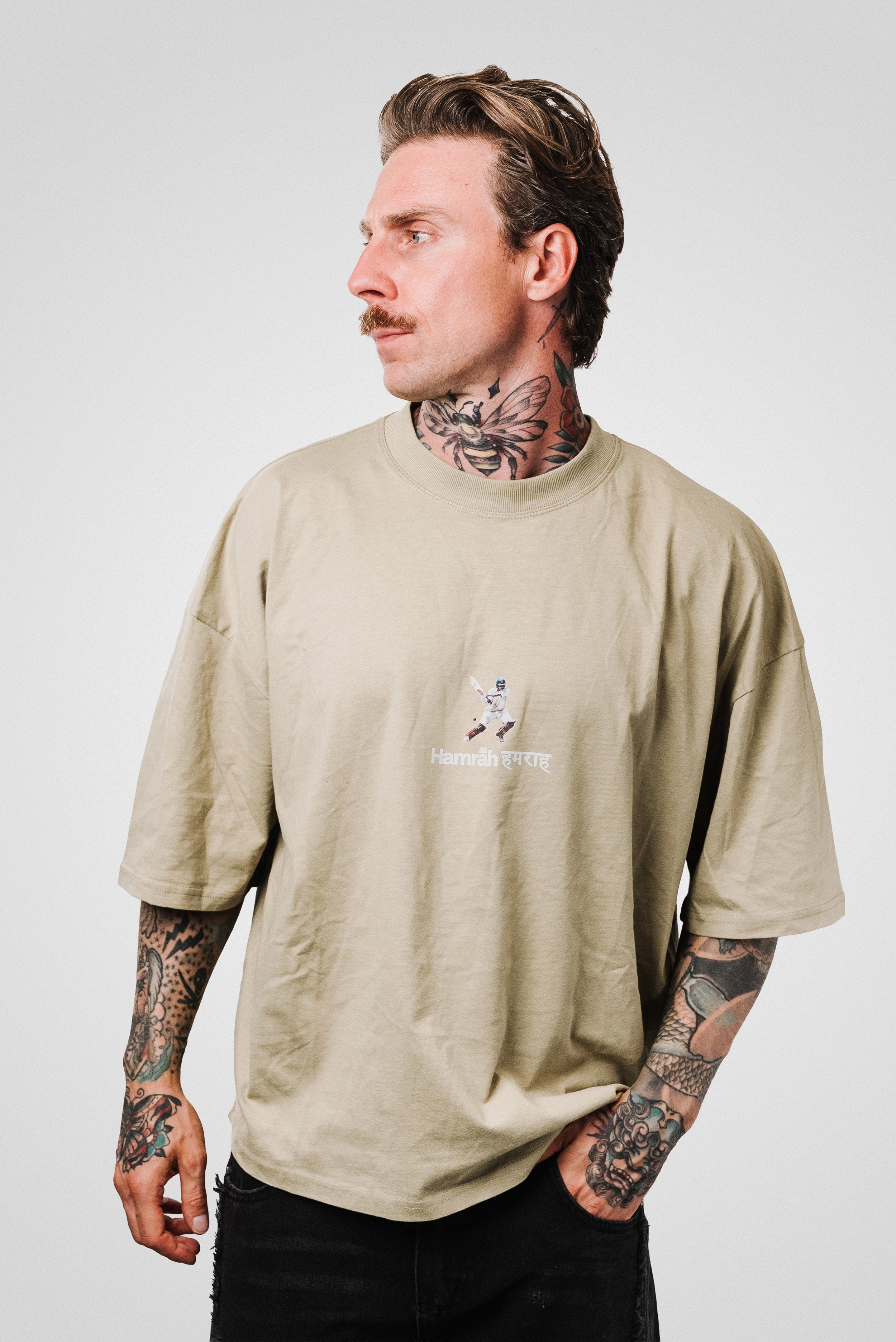 CRICKET OLIVE TEE - Hamrah Brand