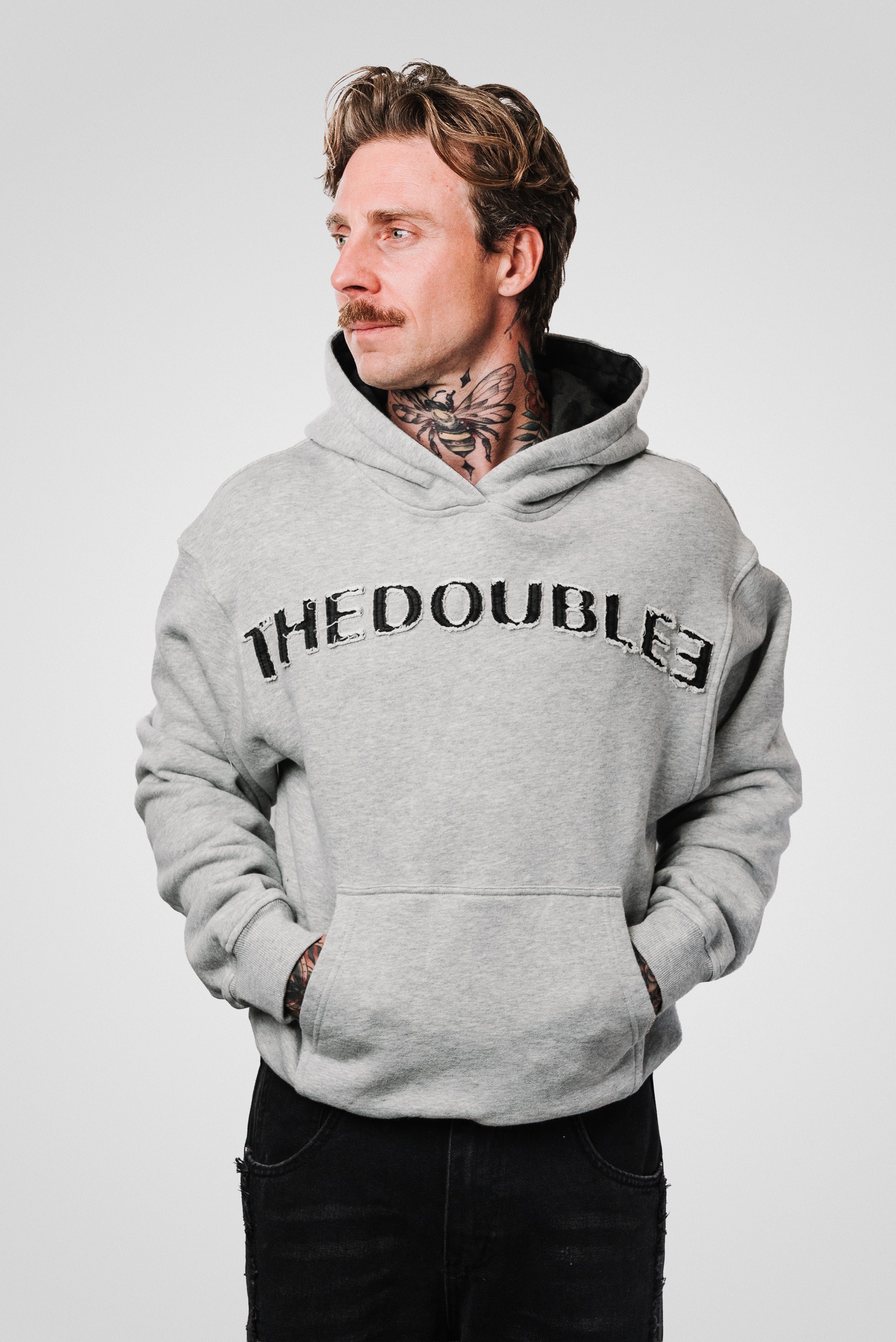 LEOPARD LOGO GREY HOODIE - TheDoubleE