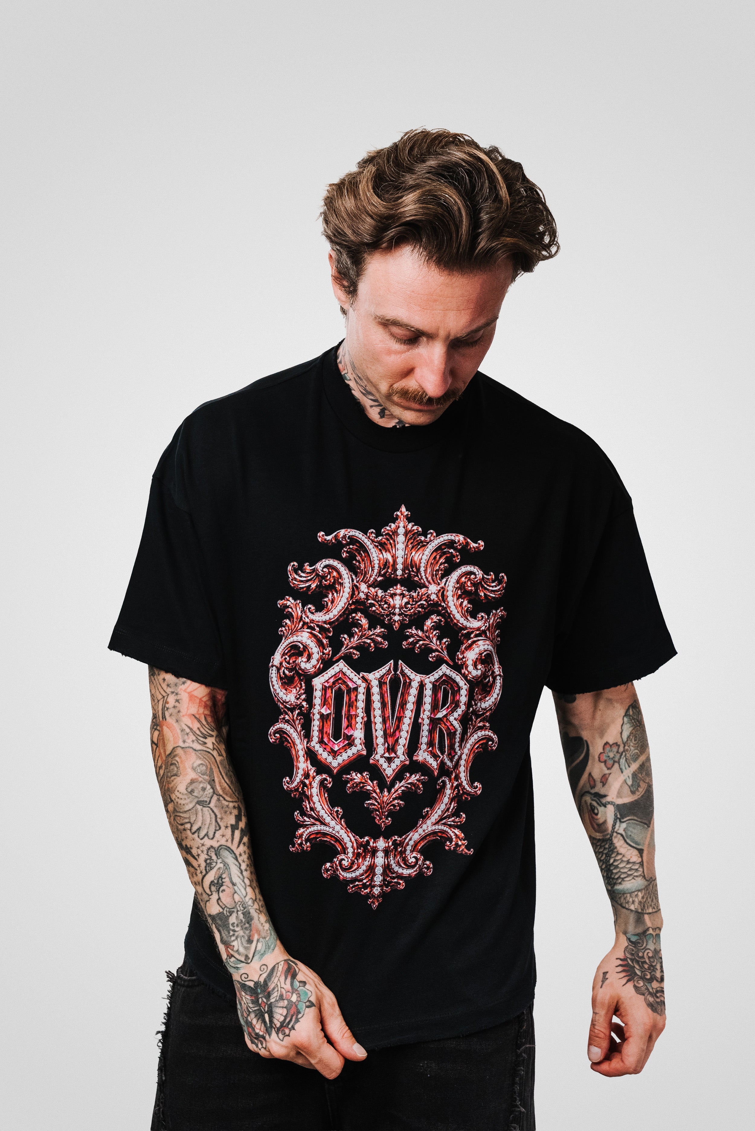 RED LOGO BLACK BOXY TEE - OVR Brand