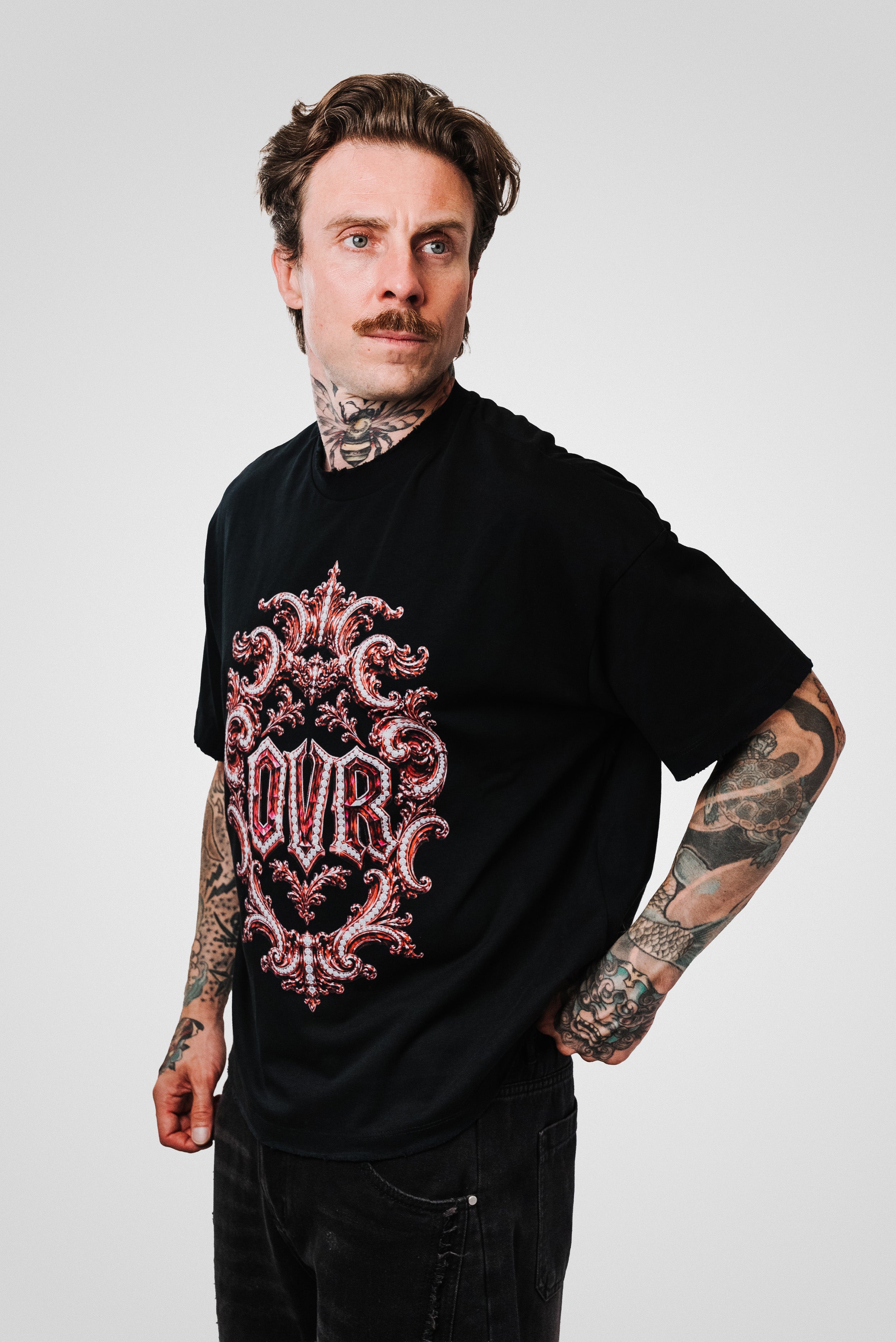 RED LOGO BLACK BOXY TEE - OVR Brand