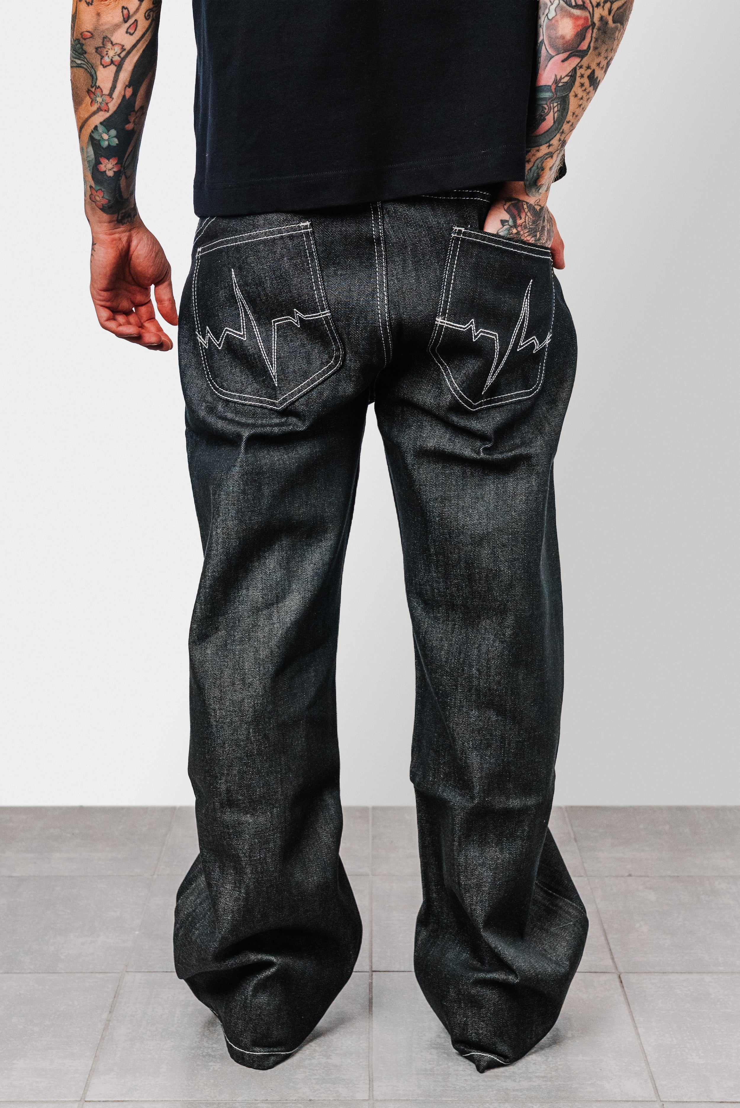 HORSES PRINT BLACK REGULAR JEANS - Shoebuya Design