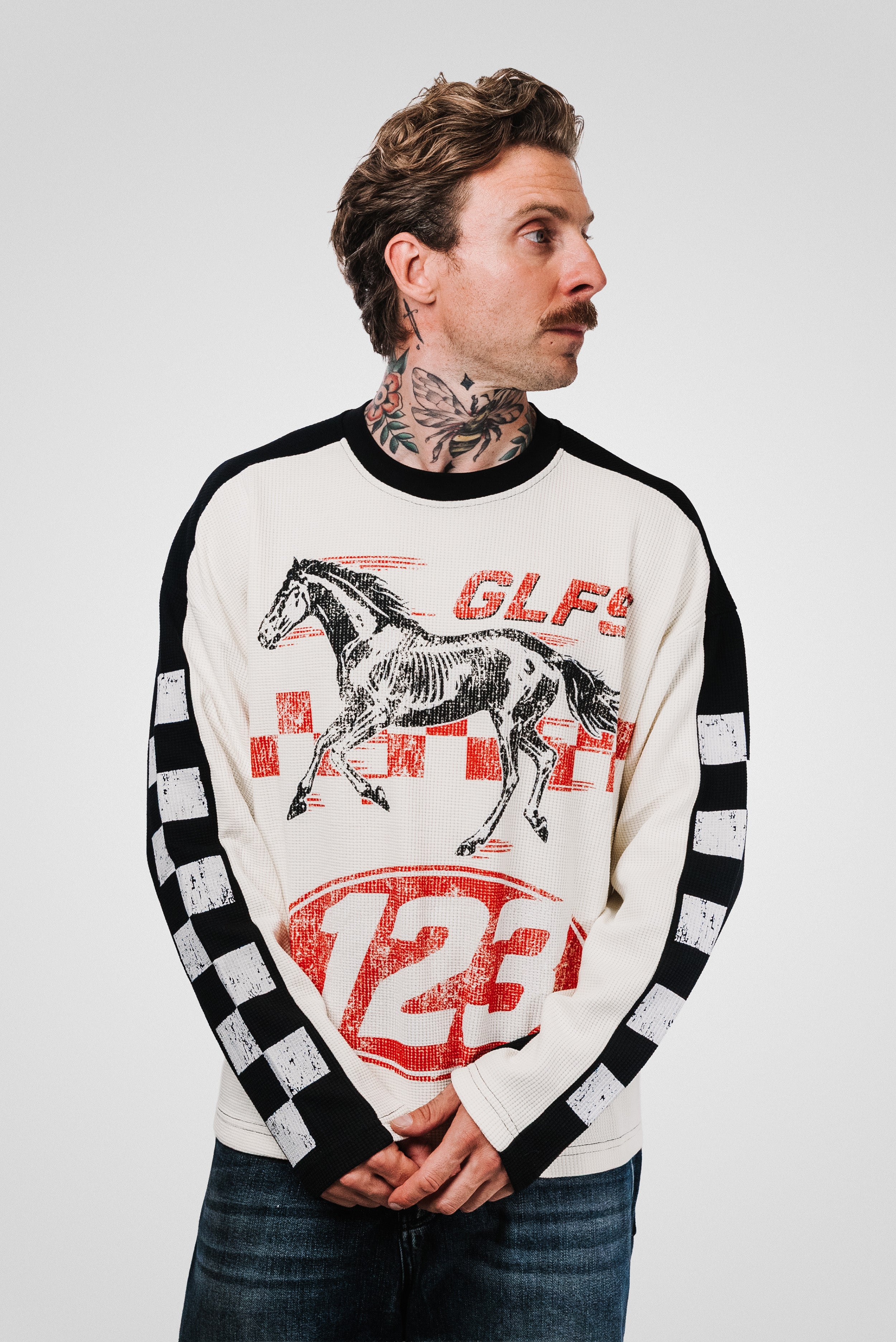 HORSES WAFFLE LONGSLEEVE CREAM - Shoebuya Design