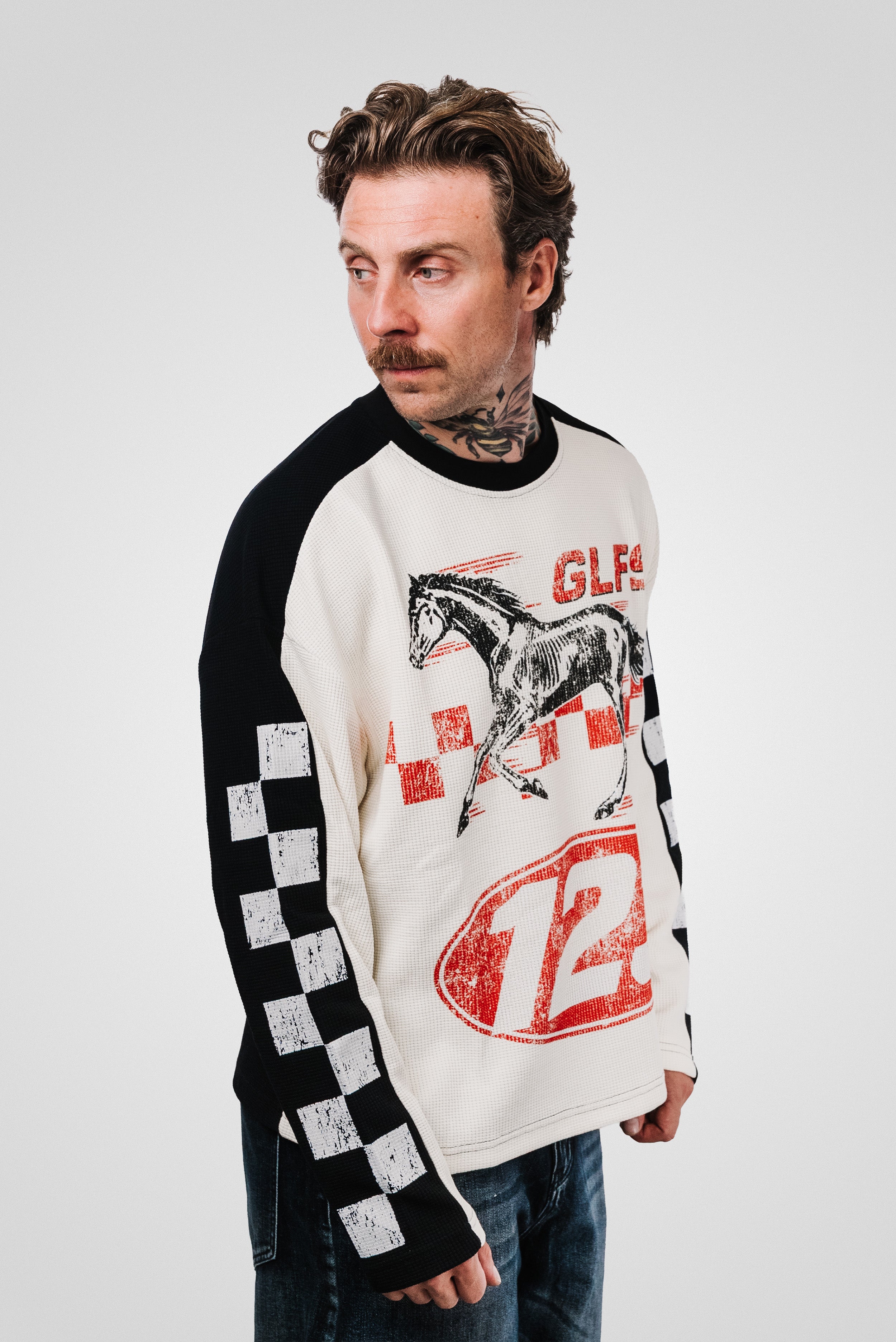 HORSES WAFFLE LONGSLEEVE CREAM - Shoebuya Design
