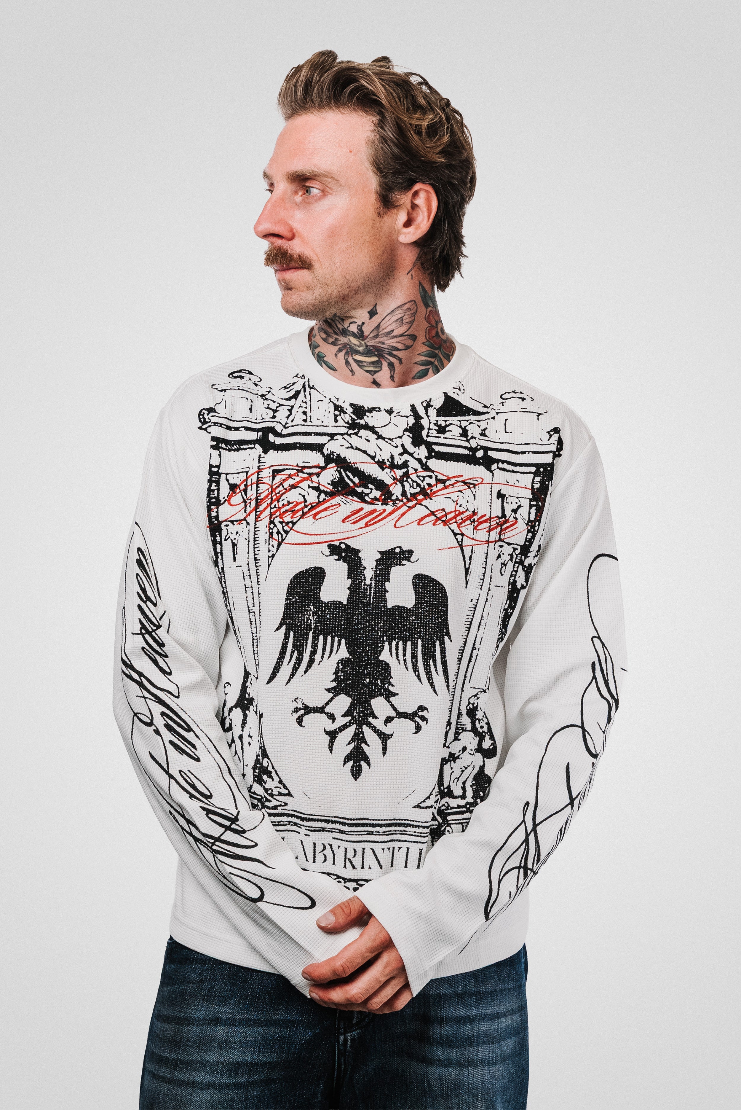 LABYRINTH WAFFLE WHITE LONGSLEEVE - Shoebuya Design