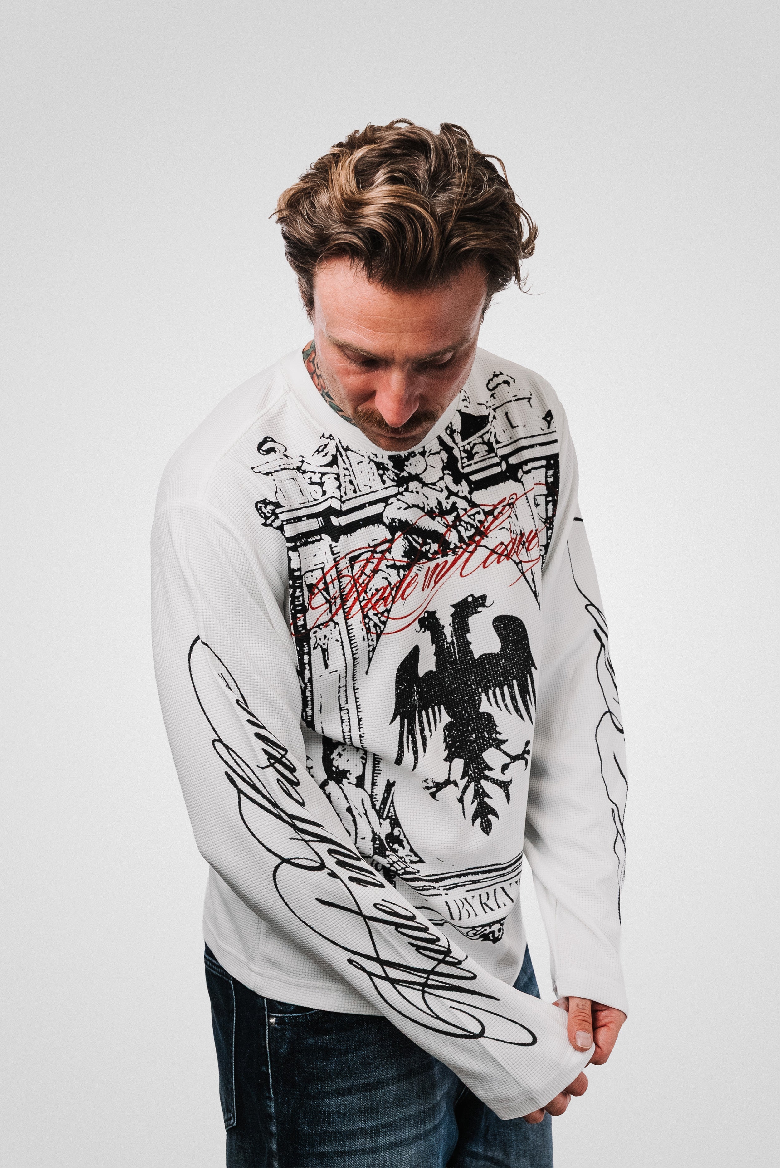 LABYRINTH WAFFLE WHITE LONGSLEEVE - Shoebuya Design