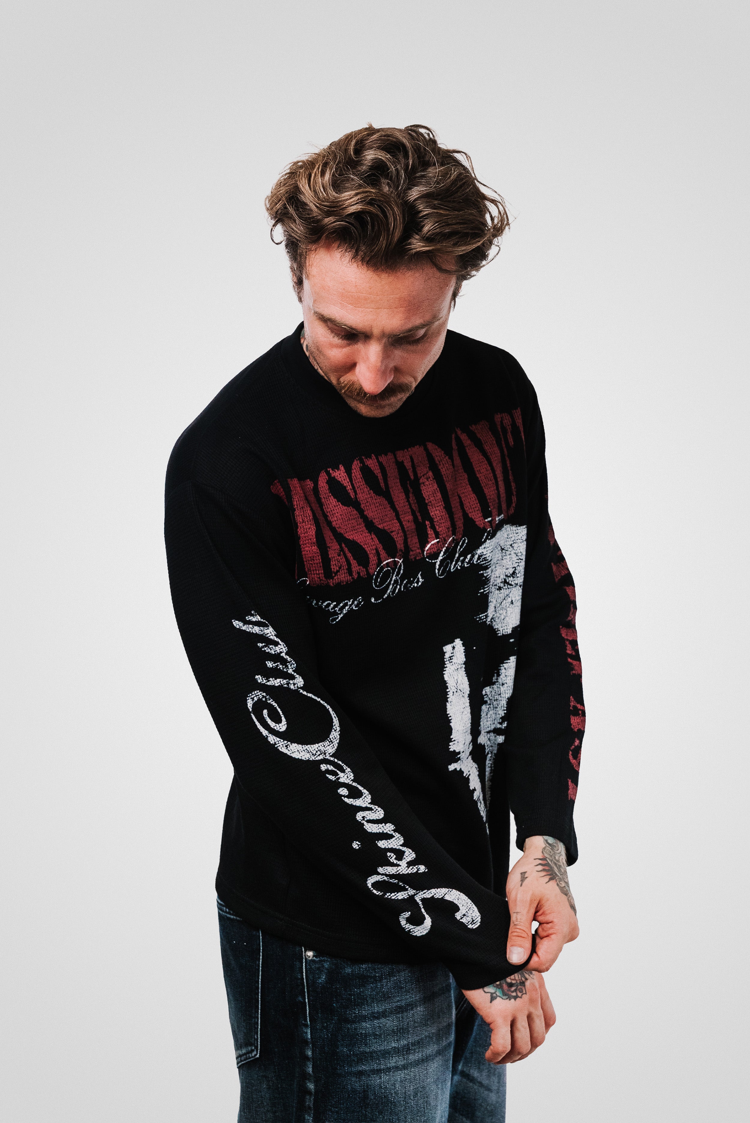 FOCUS WAFFFLE BLACK LONGSLEEVE - Shoebuya Design