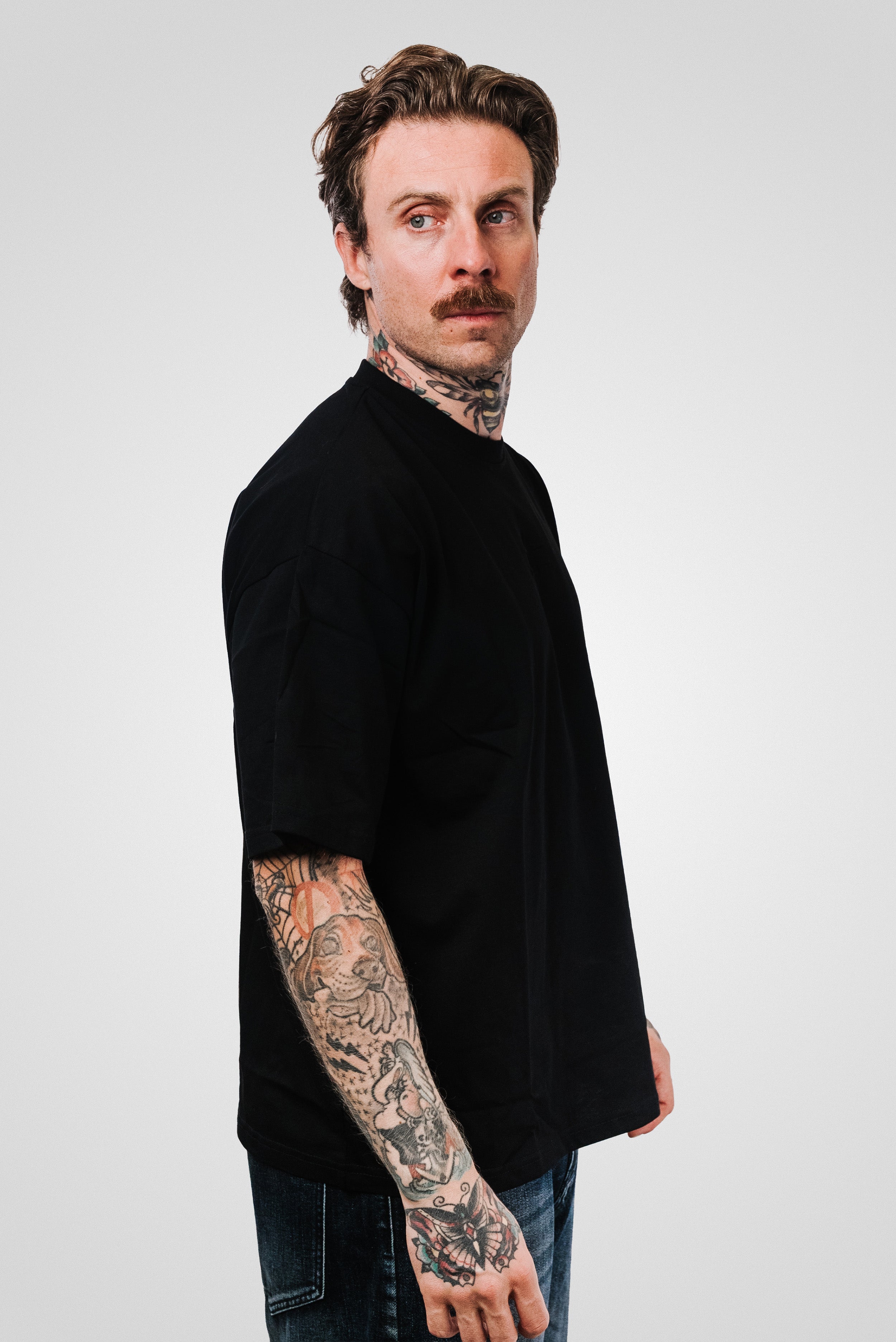 EMBOSSED LOGO BLACK TEE - PXP Brand