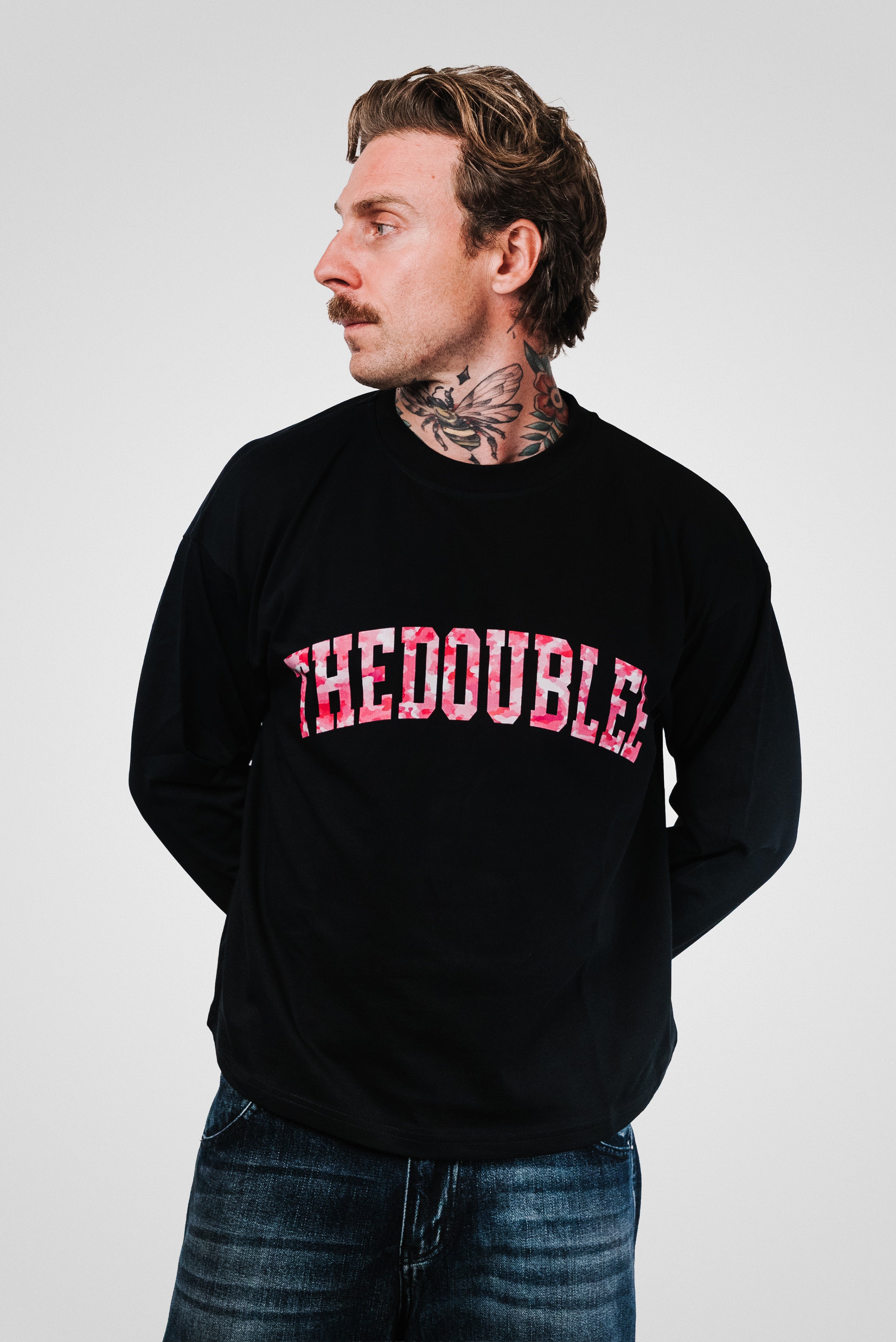 PINK CAMO BLACK BOXY LONGSLEEVE - TheDoubleE
