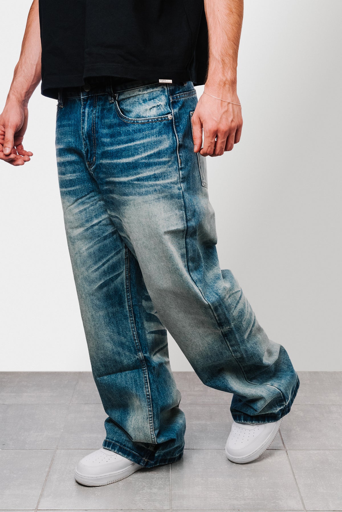 COW POCKET LIGHT BLUE DENIM JEANS - Shoebuya Design