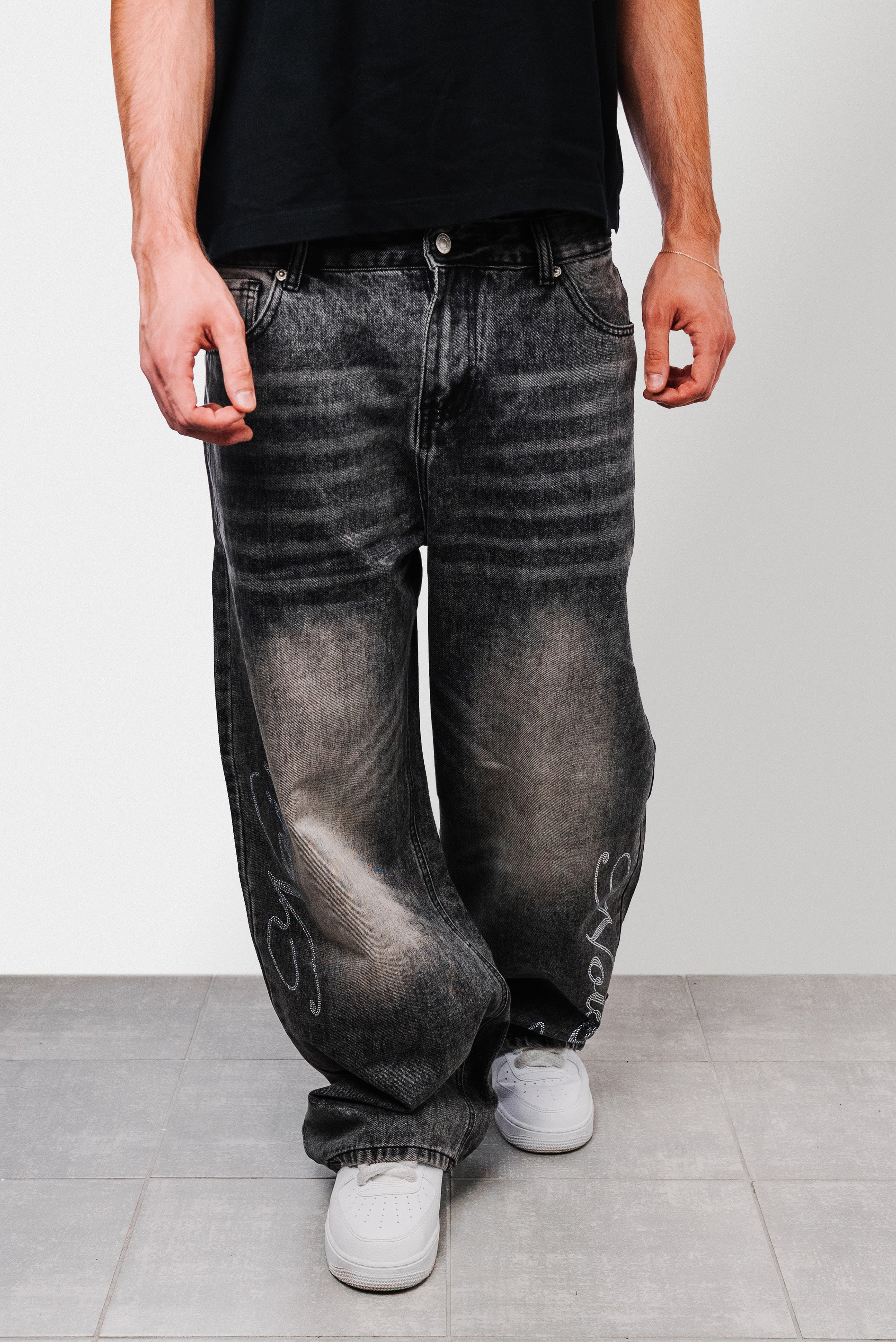 BLACK STRASS BLACK JEANS - Noissey Brand