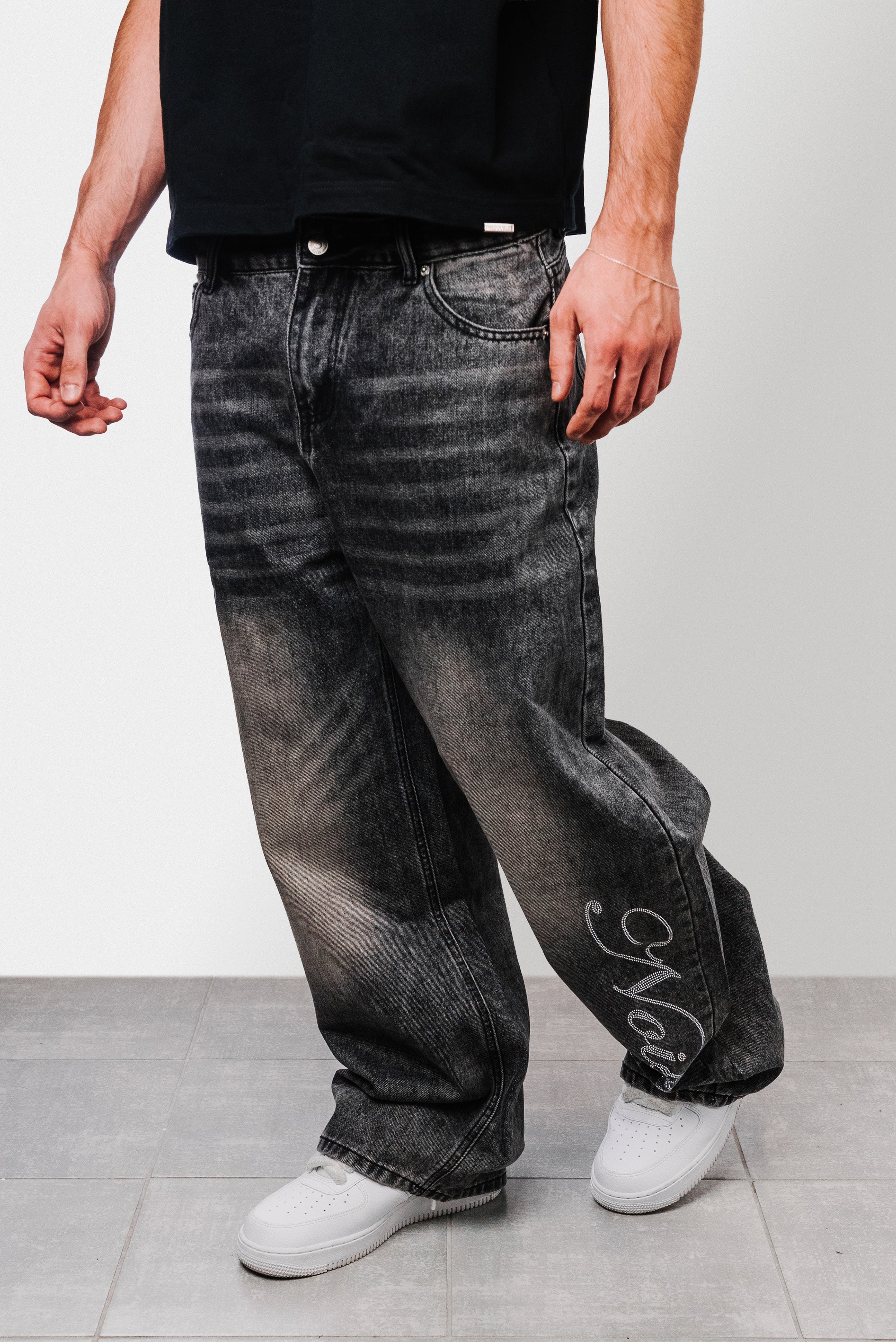 BLACK STRASS BLACK JEANS - Noissey Brand