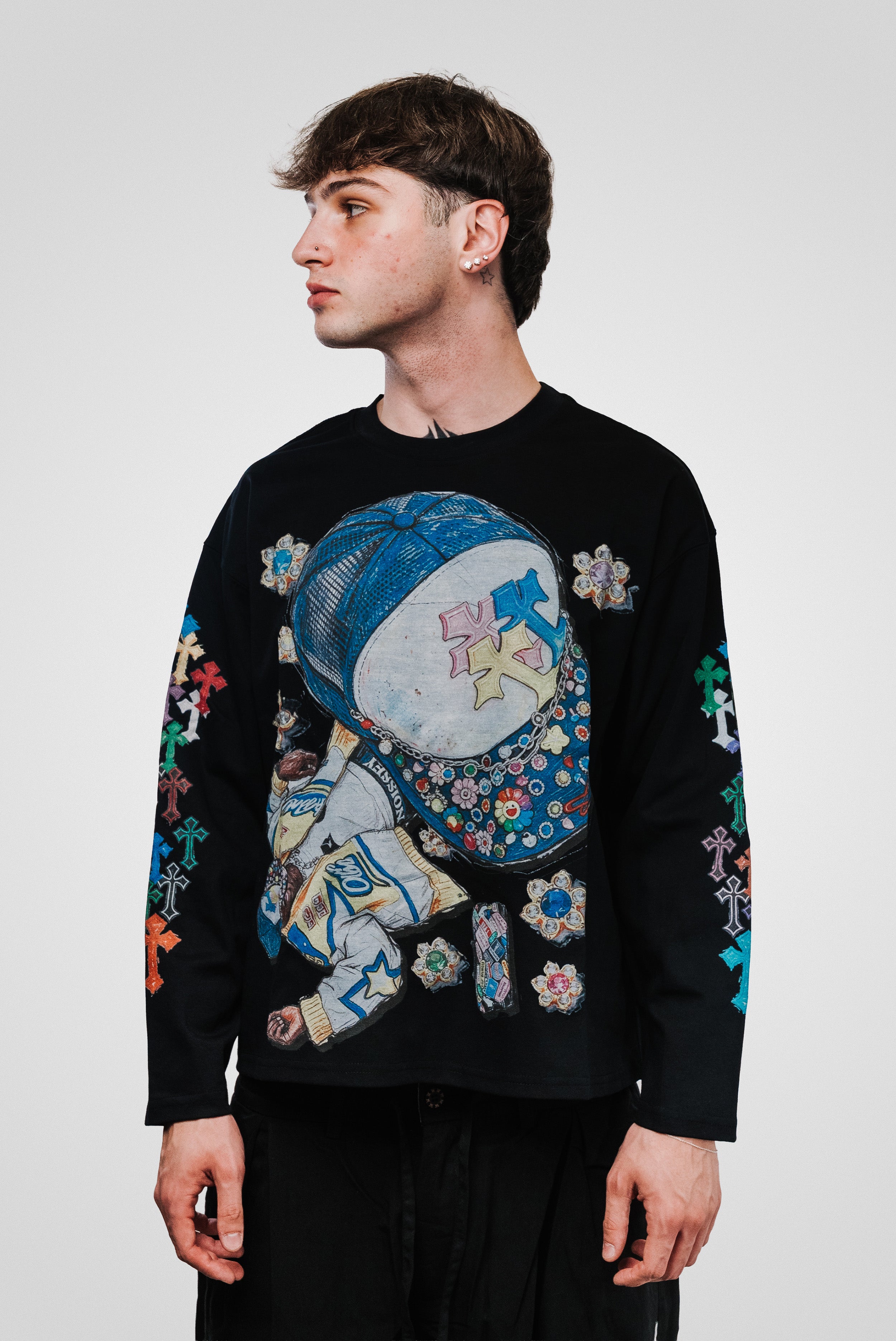 CHROME CROSS BLACK BOXY LONGSLEEVE - Noissey Brand