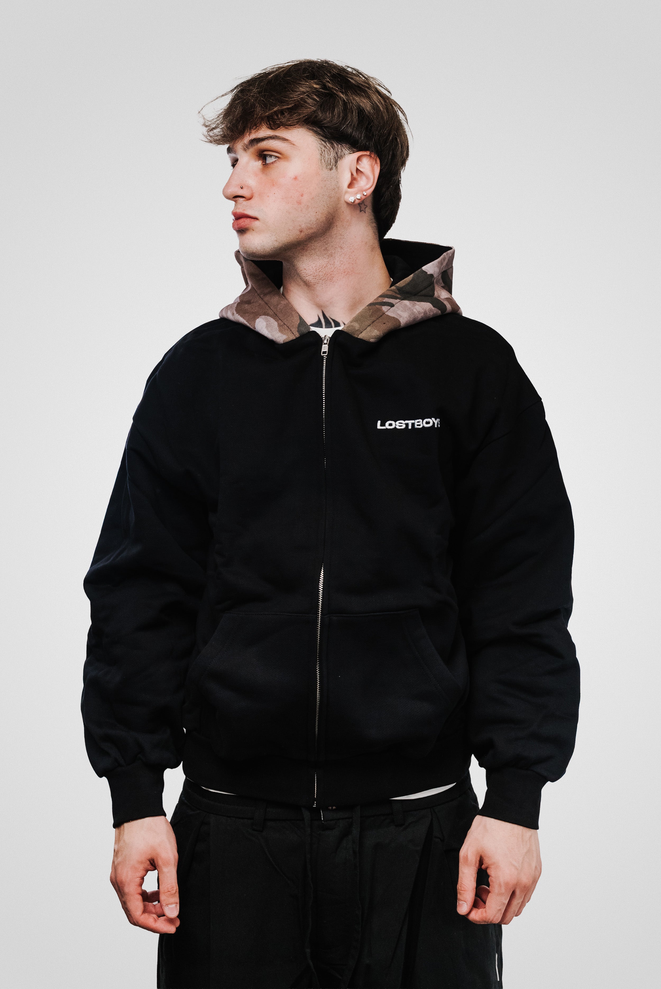 CAMO HEAVY ZIP HOODIE - Lost Boys
