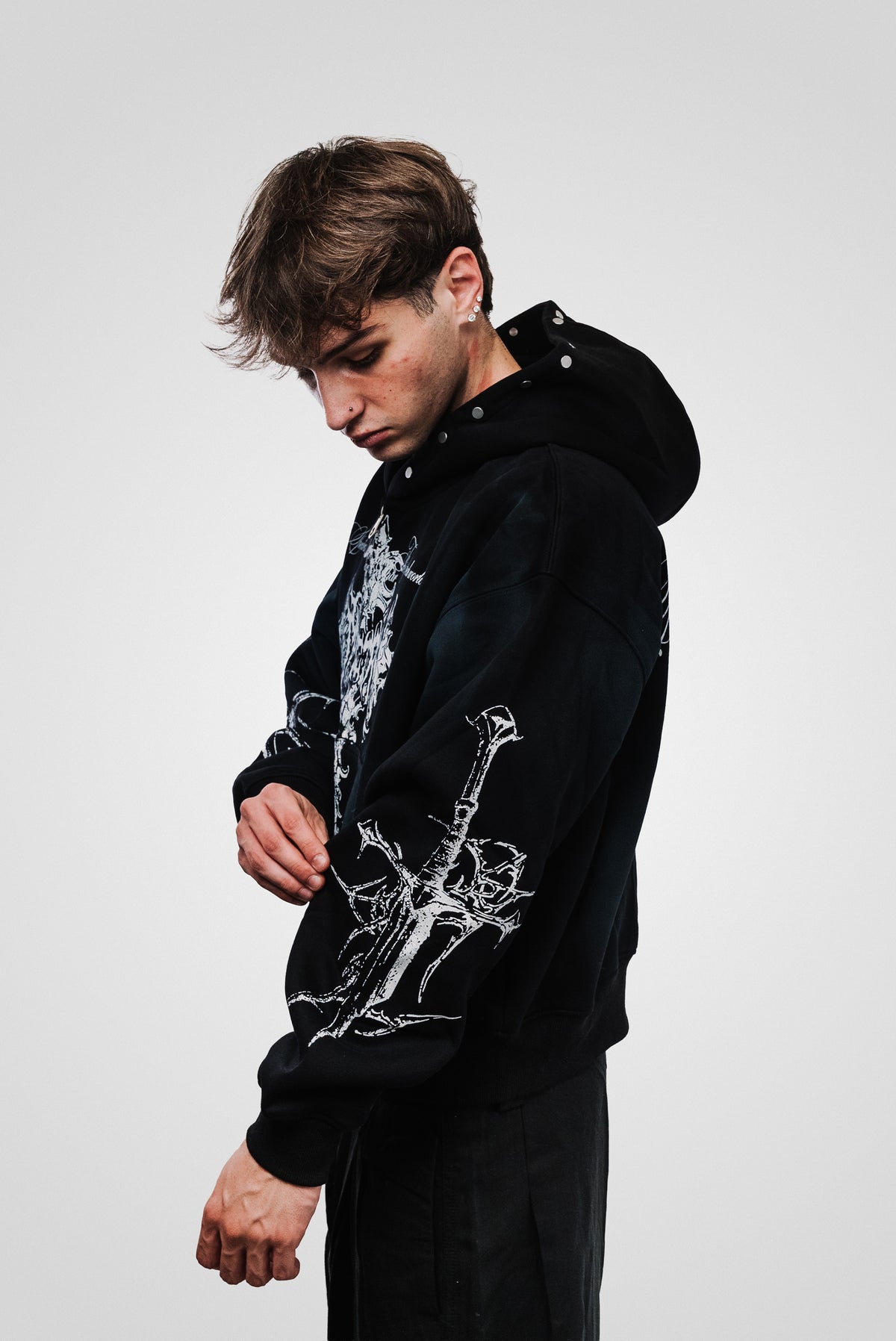 MAYBE GOTHIC WASHED BLACK HOODIE - Shoebuya Design