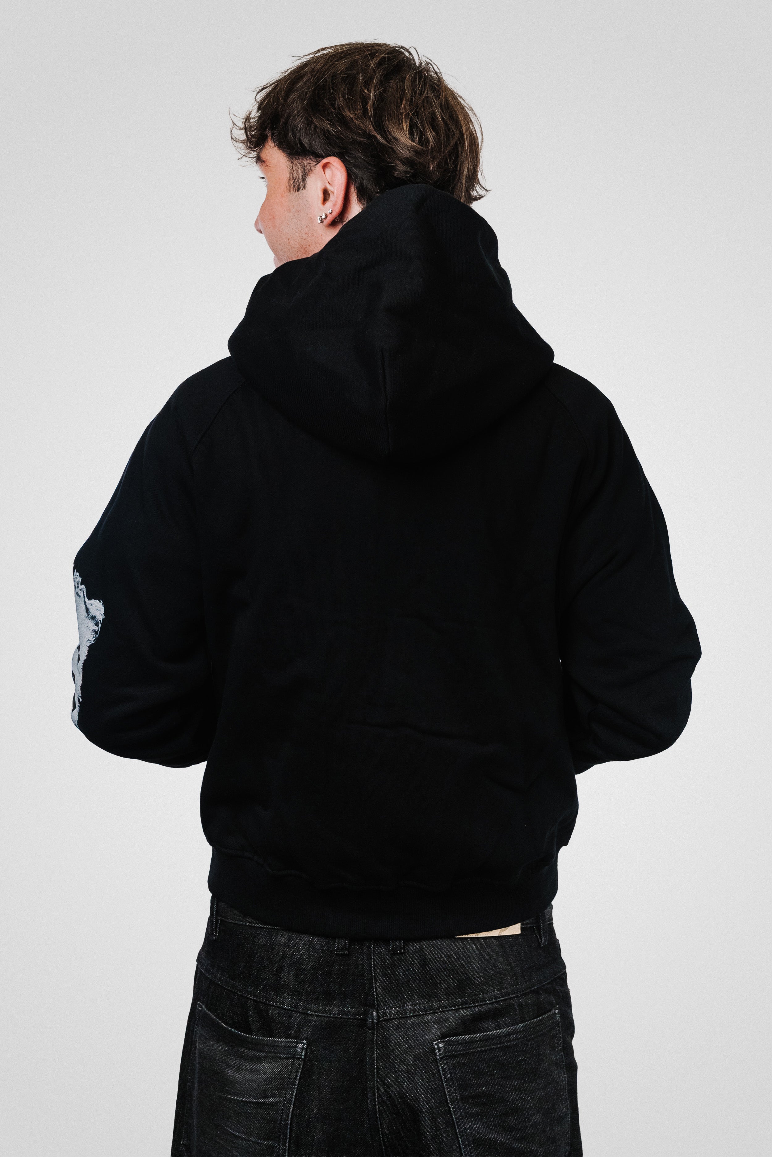 MOUTH PATCH B&W BLACK ZIP HOODIE - Noissey Brand