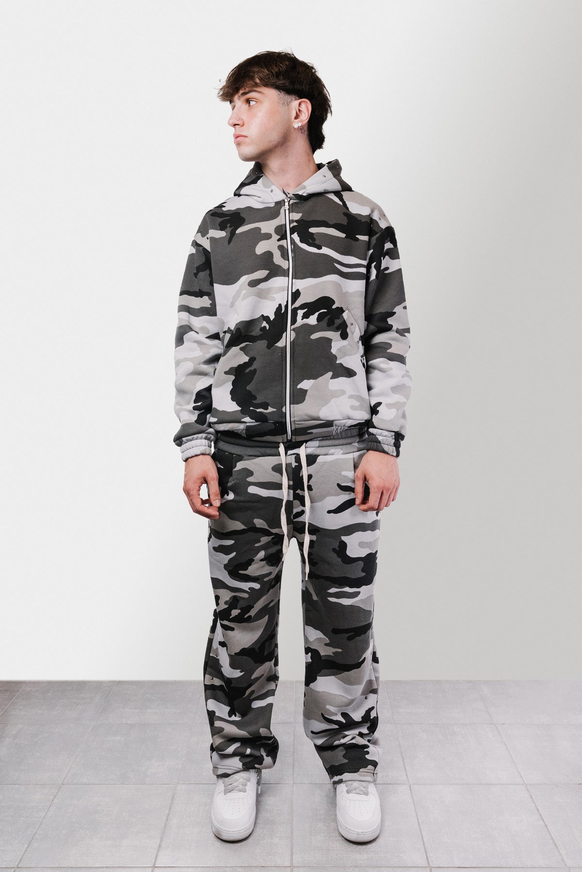 CAMO GREY WINTER ZIP HOODIE - Replacement Brand