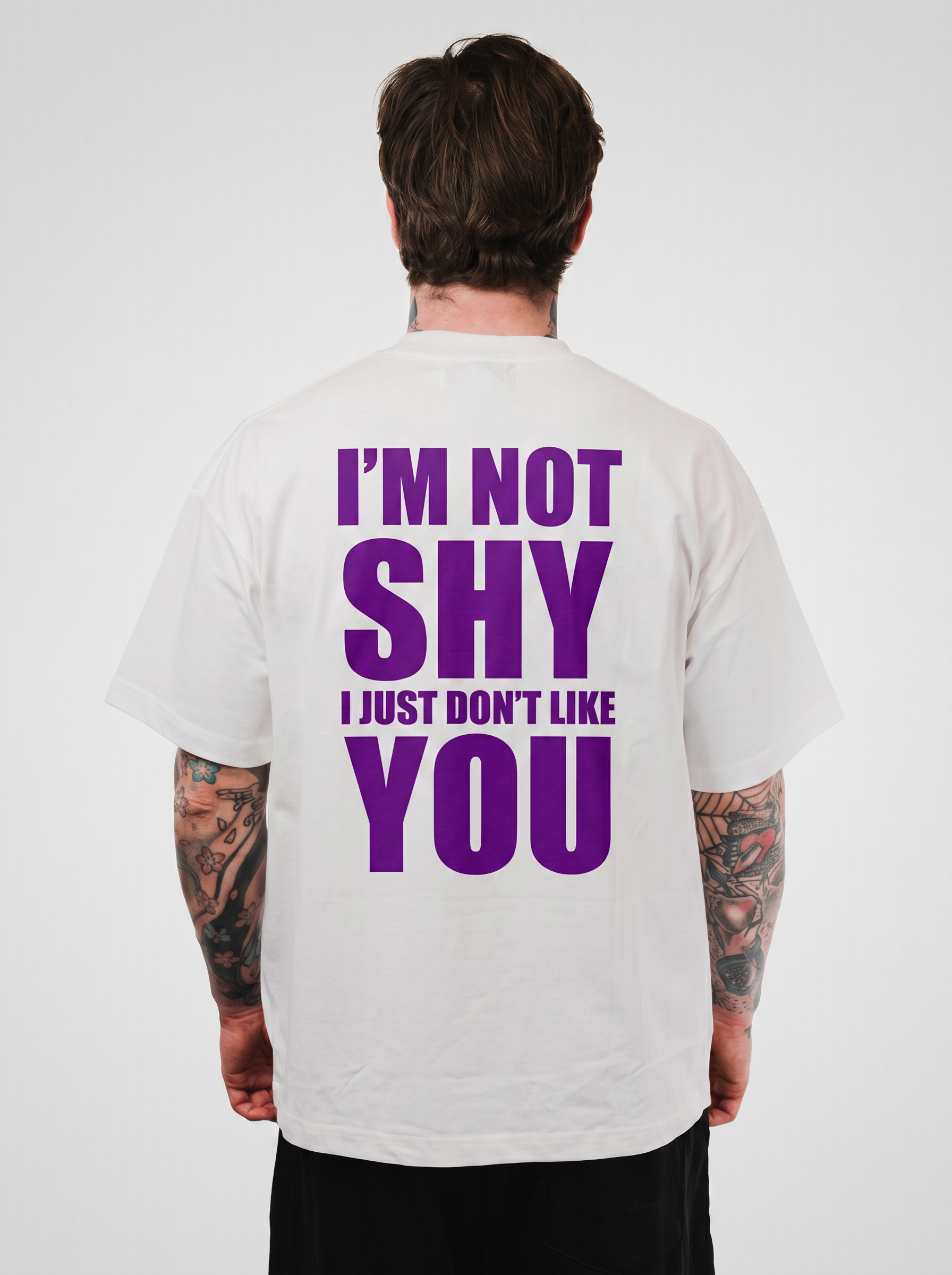 NOT SHY WHITE BOXY TEE- TheDoubleE