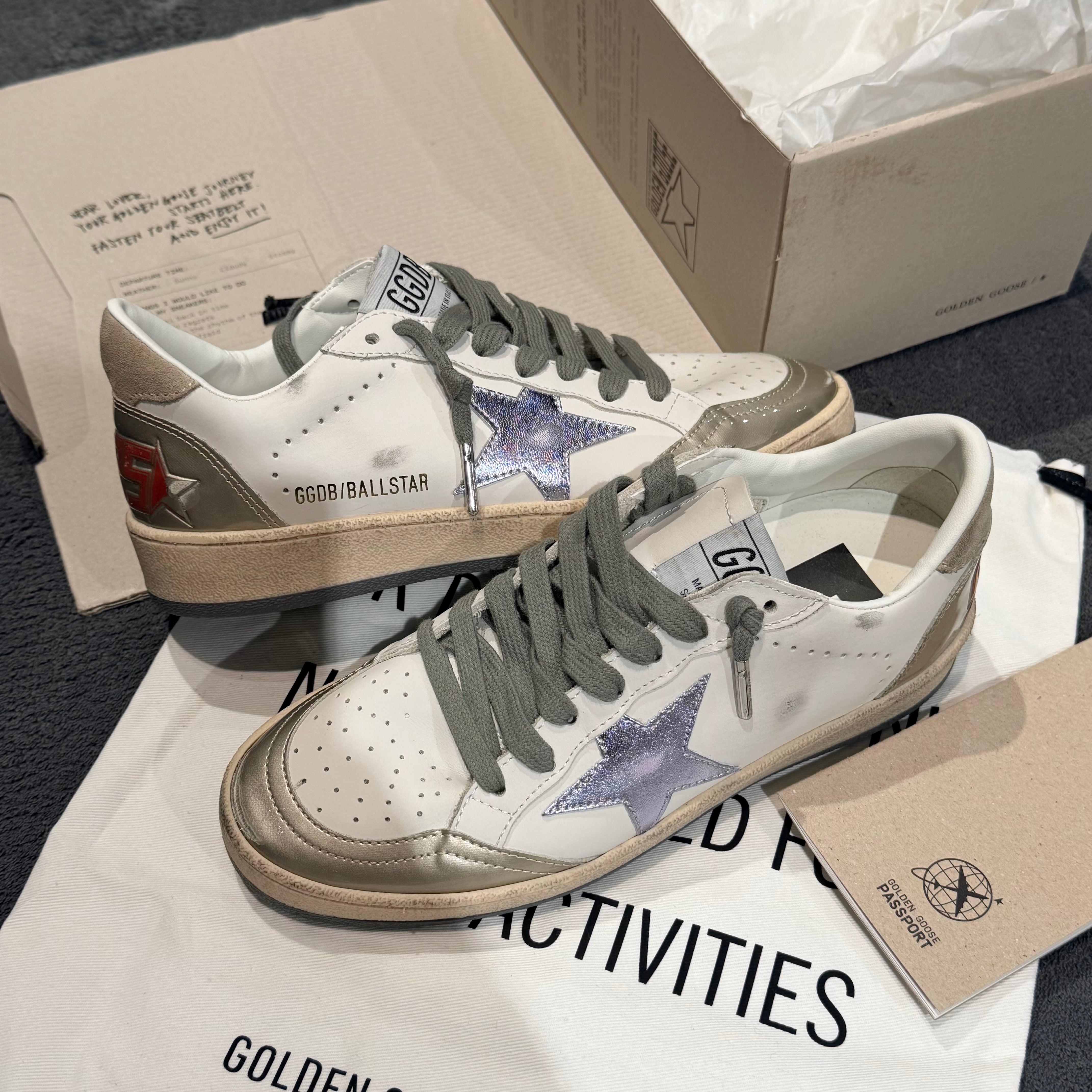 GOLDEN GOOSE BALLSTAR STELLA & TACCO METALLIC SILVER