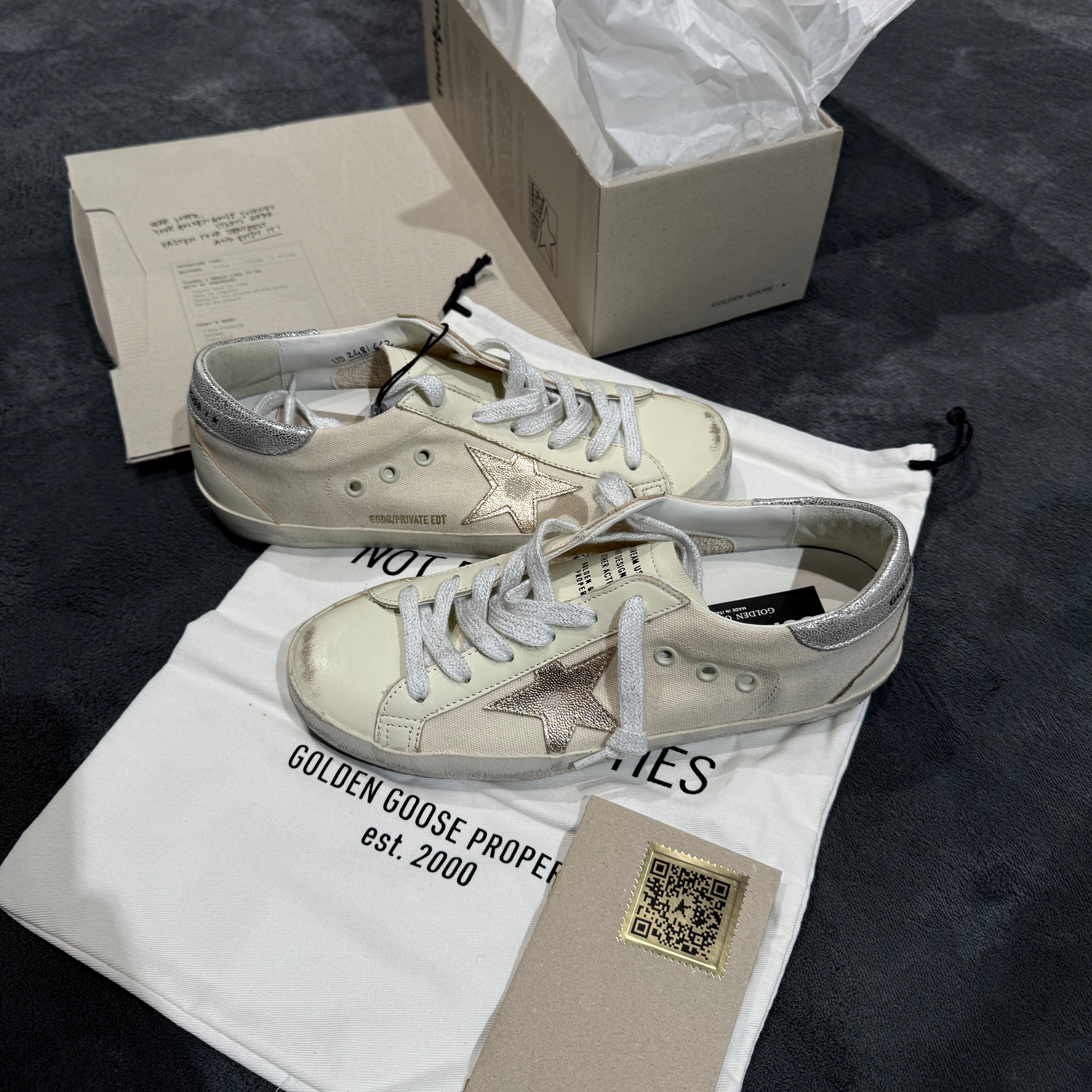 GOLDEN GOOSE SUPER STAR TACCO SILVER & PINK METALLIC STAR