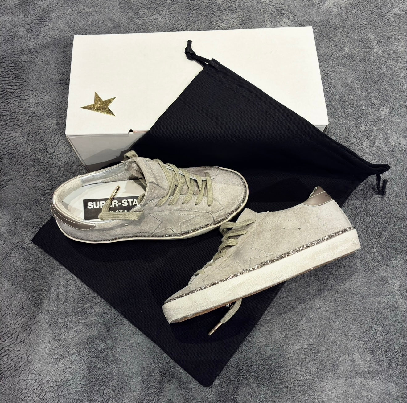 GOLDEN GOOSE SUPER STAR SUEDE BORDER GLITTER
