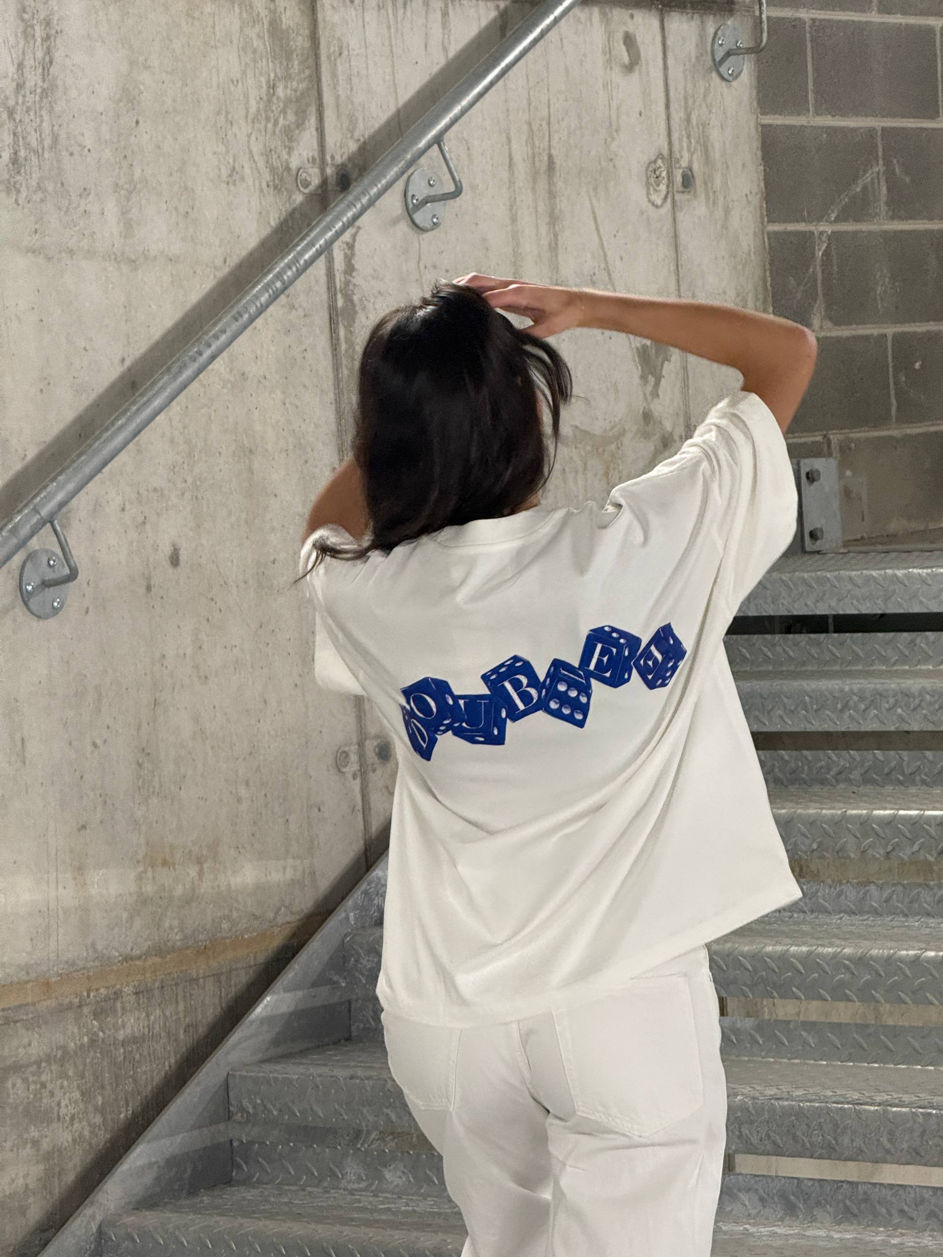 DICE WHITE BOXY TEE- TheDoubleE
