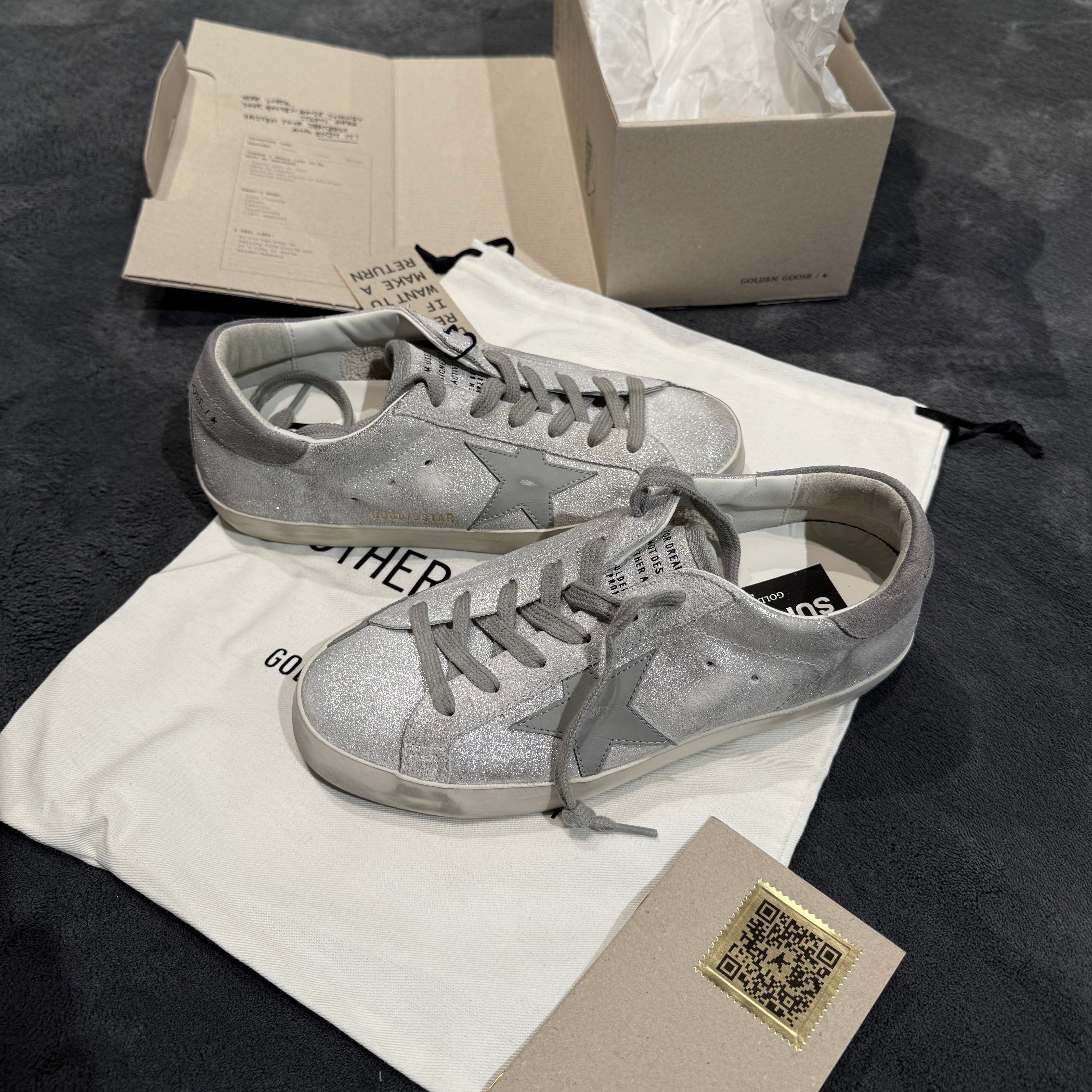 GOLDEN GOOSE SUPER STAR GLITTER SILVER