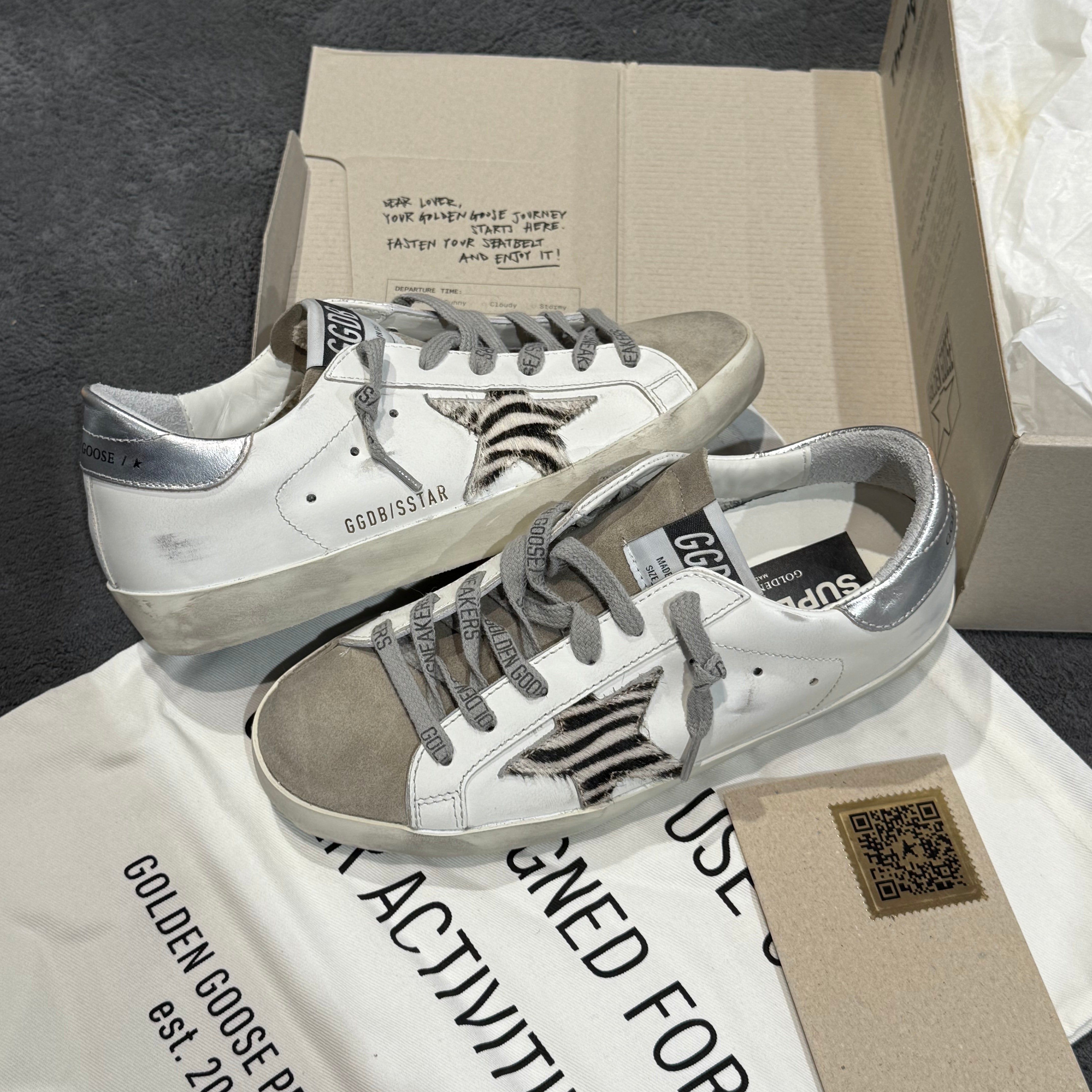GOLDEN GOOSE SUPER STAR ARGENTO E ZEBRATO DONNA