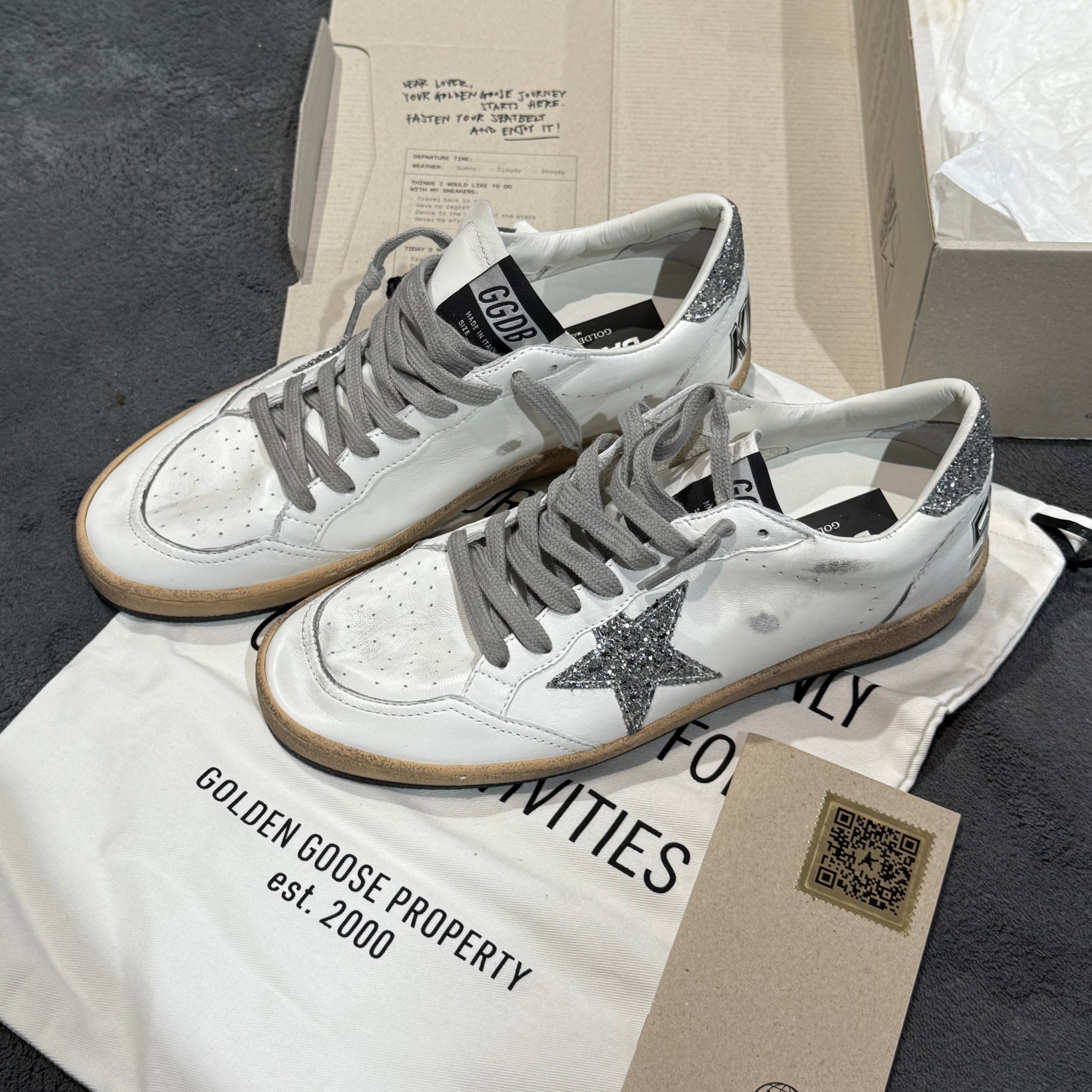GOLDEN GOOSE BALLSTAR STELLA E TACCO GLITTER GREY
