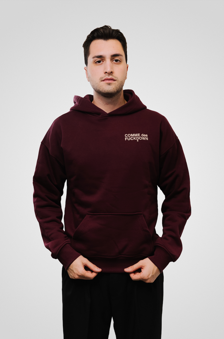 LOGO HOODIE BORDEAUX  - Comme Des Fuckdown