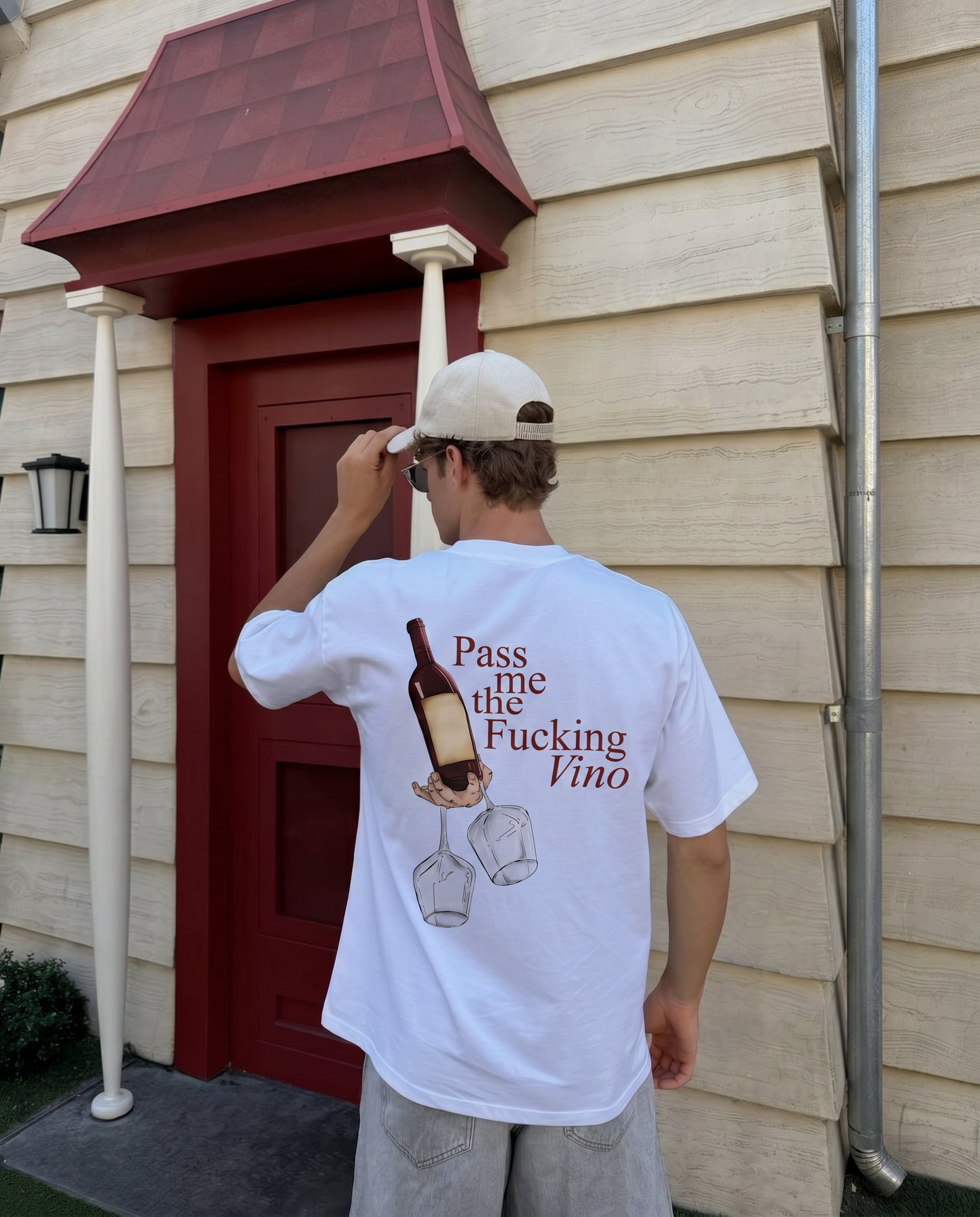 WINE WHITE BOXY TEE- TheDoubleE