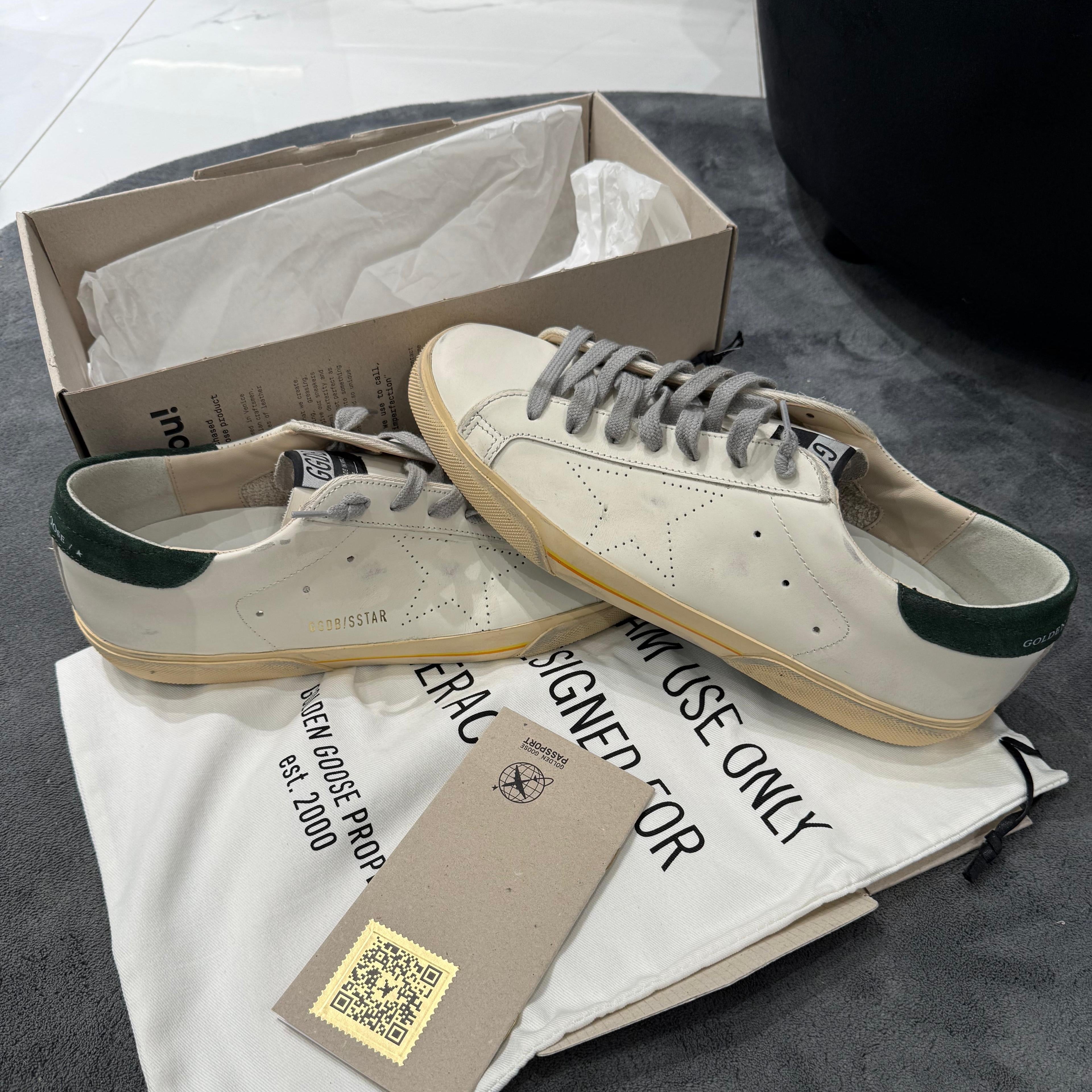 GOLDEN GOOSE SUPER STAR WHITE TACCO GREEN