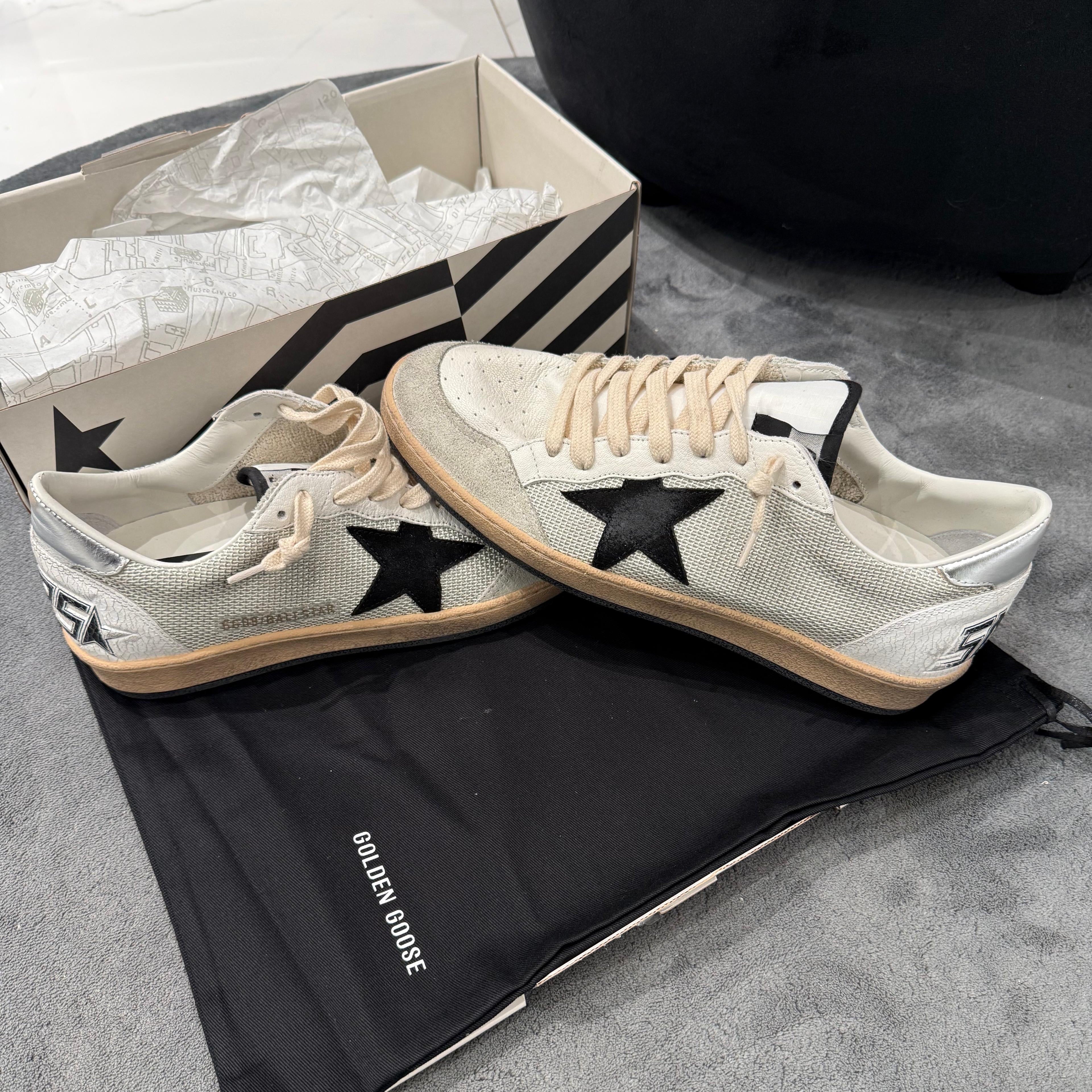 GOLDEN GOOSE BALLSTAR SUEDE RETE BLACK GREY
