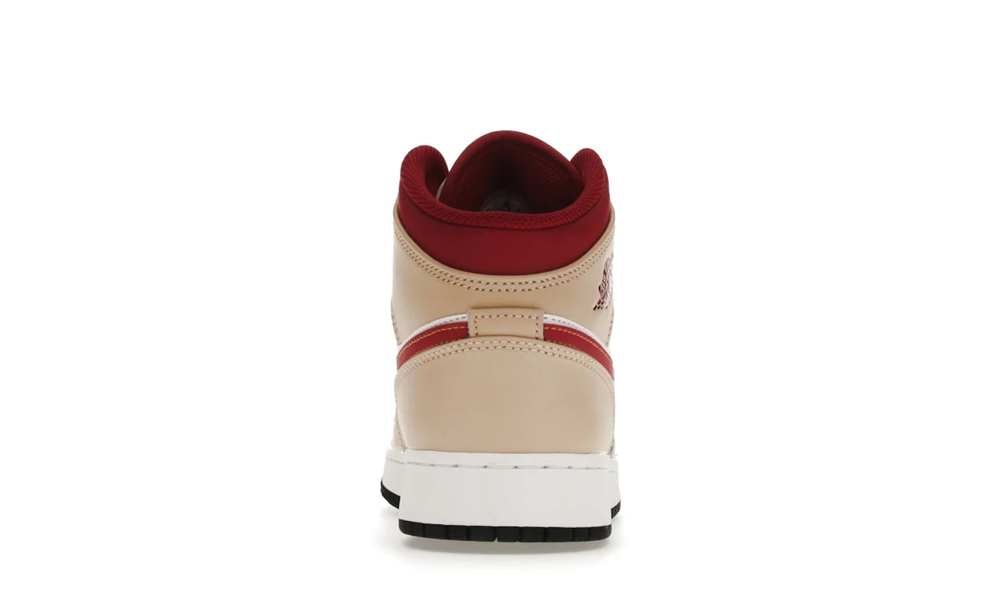 AIR JORDAN 1 MID LIGHT CURRY CARDINAL (GS)