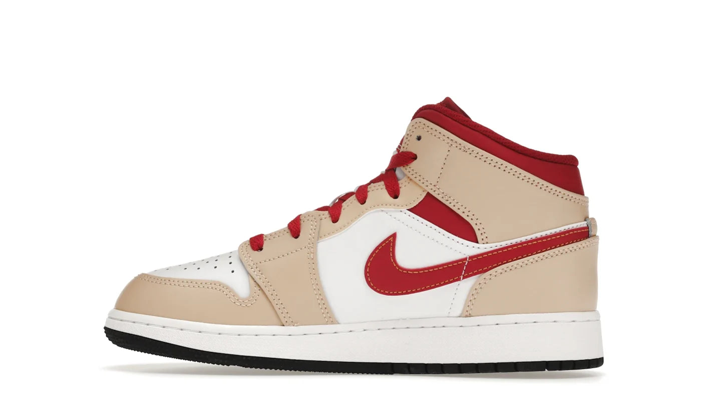 AIR JORDAN 1 MID LIGHT CURRY CARDINAL (GS)