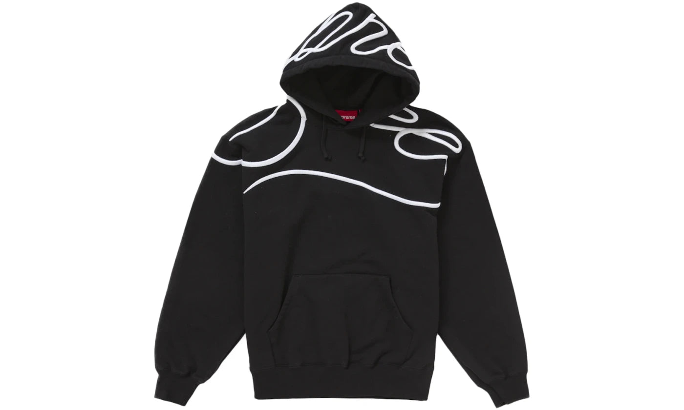 SUPREME SHOULDER SCRIPT HOODIE BLACK
