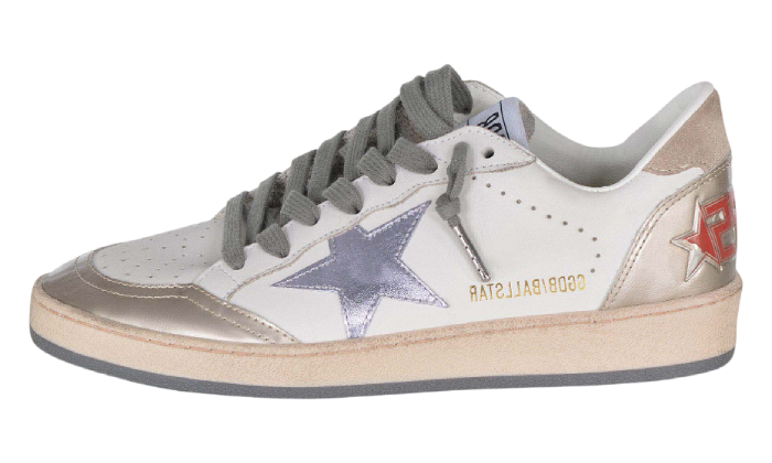 GOLDEN GOOSE BALLSTAR STELLA & TACCO METALLIC SILVER
