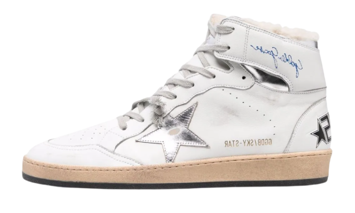 GOLDEN GOOSE SKY STAR STELLA METALLIC SILVER & INTERNO TEDDY