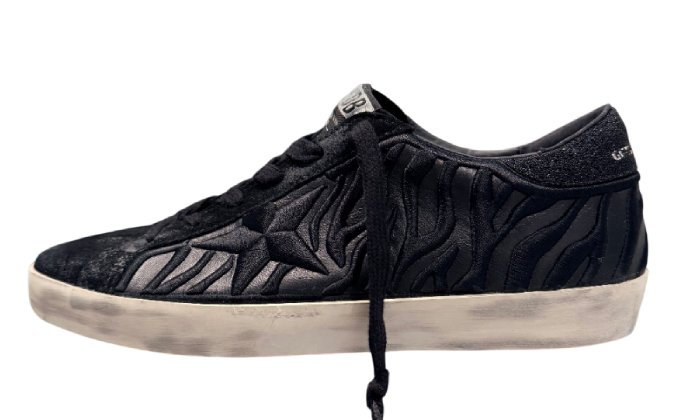 GOLDEN GOOSE X SWAROVSKI SUPER STAR BLACK SPARCKLY EMBROIDERY STAR & TACCO CRISTAL BLACK