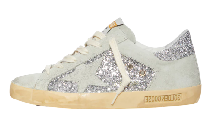 GOLDEN GOOSE SUPER STAR SUEDE GLITTER SILVER