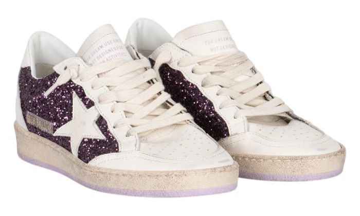 GOLDEN GOOSE BALLSTAR WHITE GLITTER PURPLE