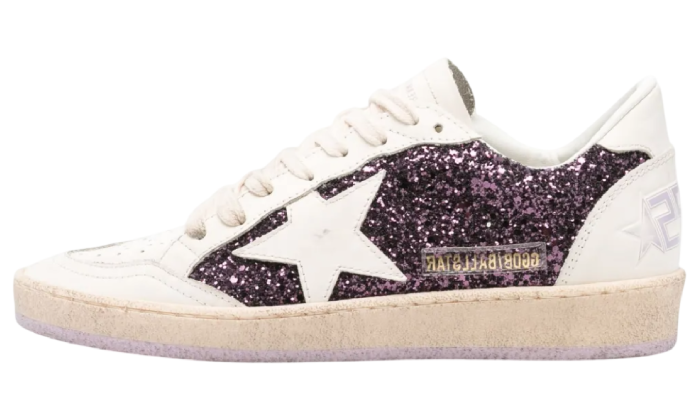 GOLDEN GOOSE BALLSTAR WHITE GLITTER PURPLE