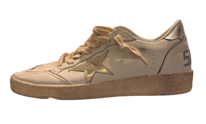 GOLDEN GOOSE BALLSTAR WHITE SILVER GOLD