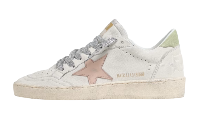 GOLDEN GOOSE BALLSTAR STELLA PINK & TACCO GREEN LACES SILVER