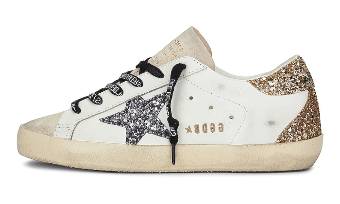GOLDEN GOOSE SUPER STAR STELLA GLITTER GREY & TALLONE GLITTER GOLD
