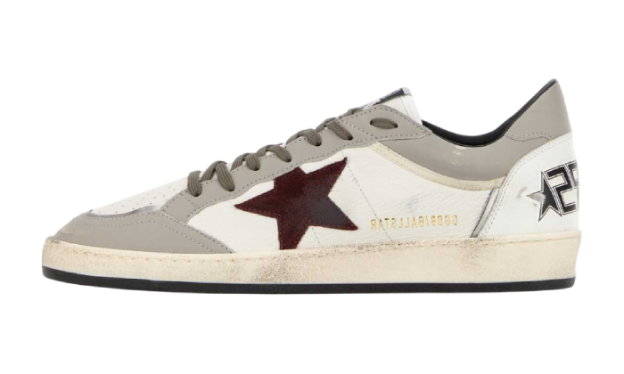 GOLDEN GOOSE BALLSTAR GREY & STELLA BORDEAUX