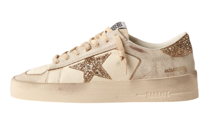 GOLDEN GOOSE STARDAN WHITE GLITTER GOLD