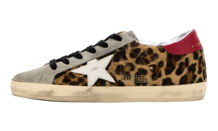 GOLDEN GOOSE SUPER STAR SUEDE GREY LEOPARD TACCO PURPLE